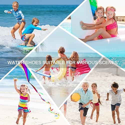 Miniatura 6 de ANLUKE Zapatos de agua para niños y niñas, calcetines acuáticos descalzos, de secado rápido, para playa, natación, deportes al aire libre, zapatos