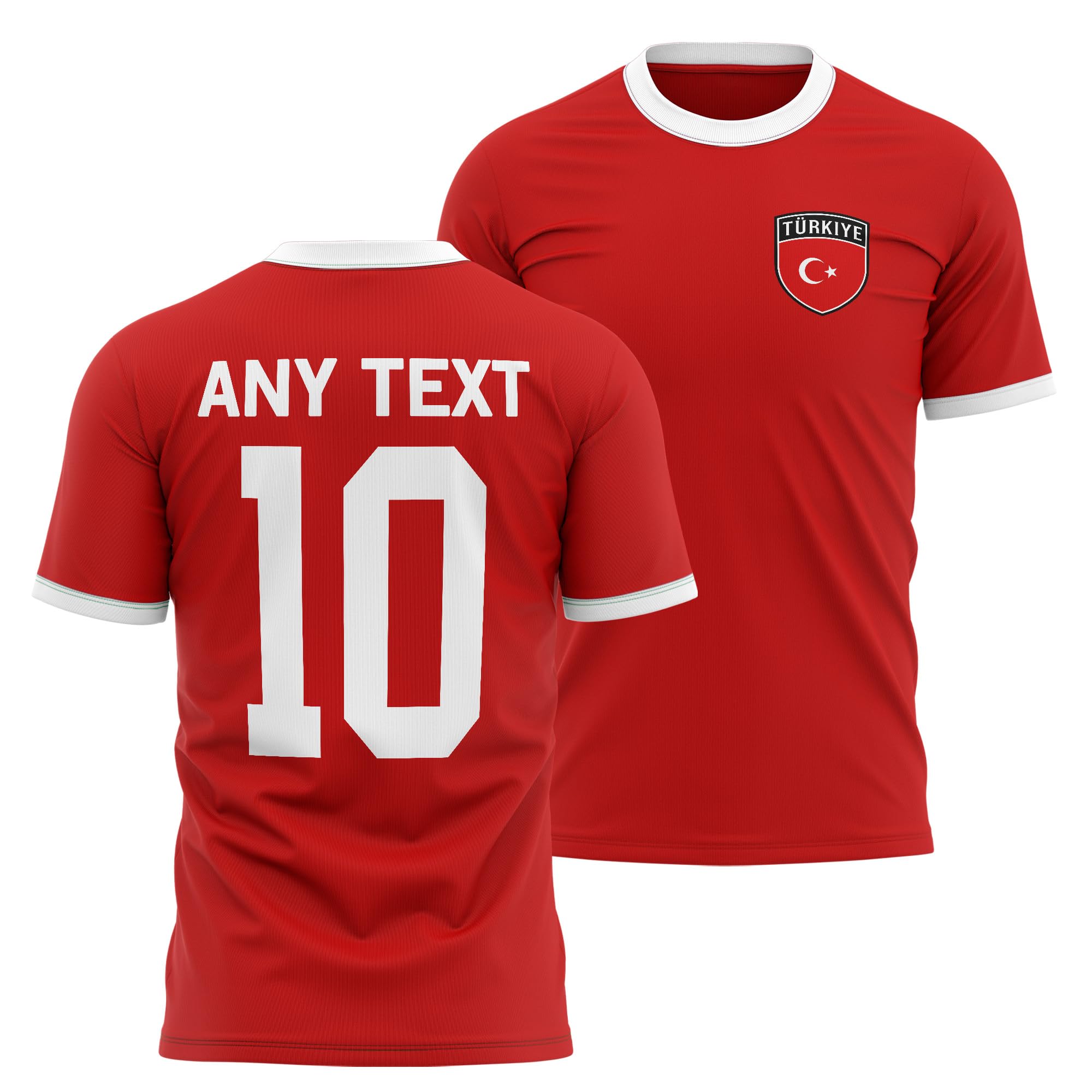 Turkey Mens Ringer T Shirt - Turkish Badge Custom Name Number Tee - Red/White Football Supporter Fan Top, 3XL, Red/White