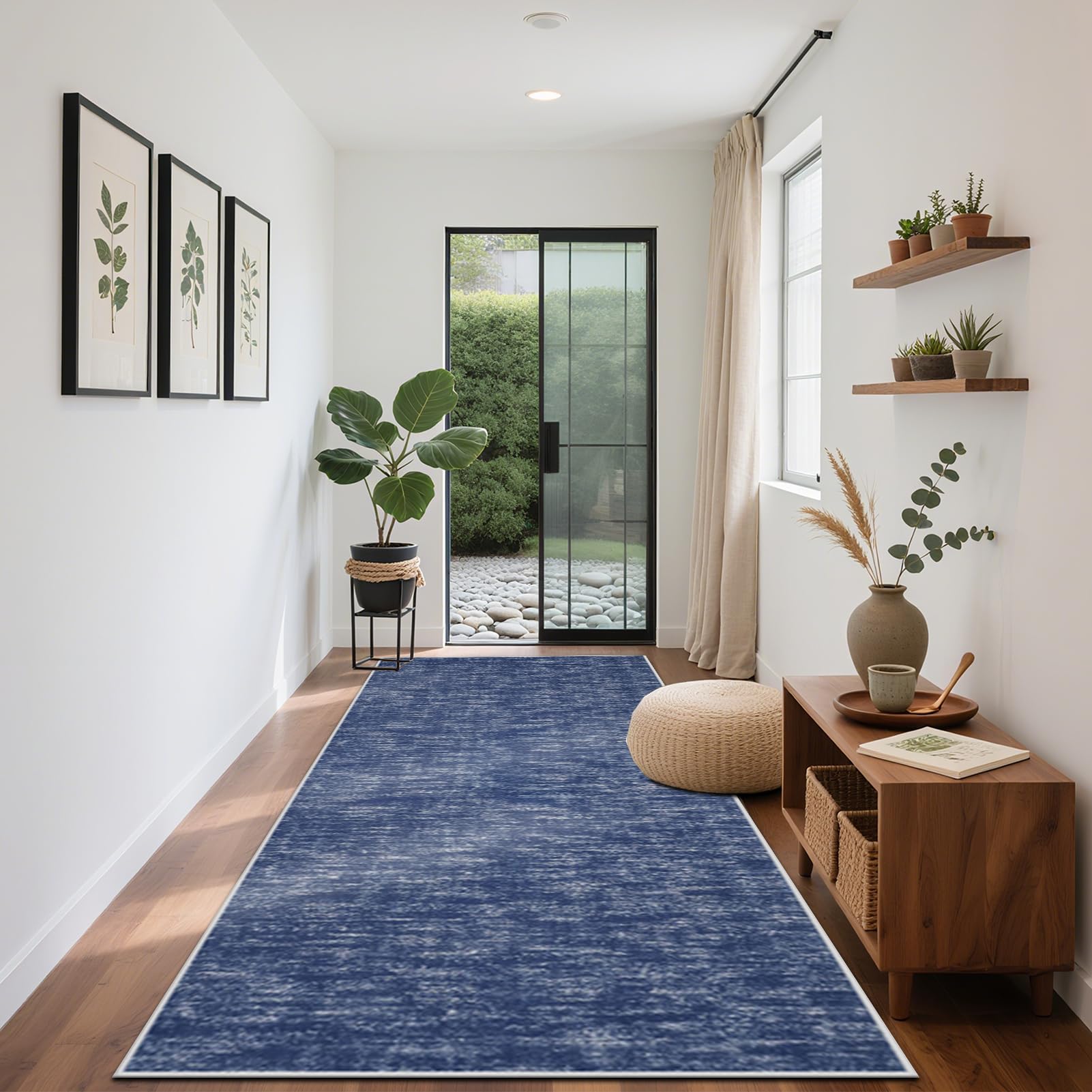 Teppich Läufer Flur Waschbar rutschfest Kküche Teppiche Teppichläufer Flur Kurzflor Küchenläufer Bettvorleger für Waschküche Eingang Flur Küche Schlafzimmer Wohnzimmer 120 x 450 cm
