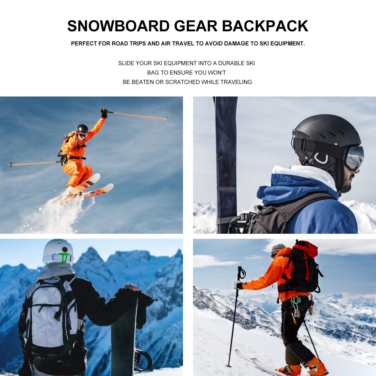 Torby na buty narciarskie Torba Czarna, lekka, na narty, do podróży, do przechowywania snowboardu, wytrzymały plecak na sprzęt, praktyczna ochrona torba bagażowa
