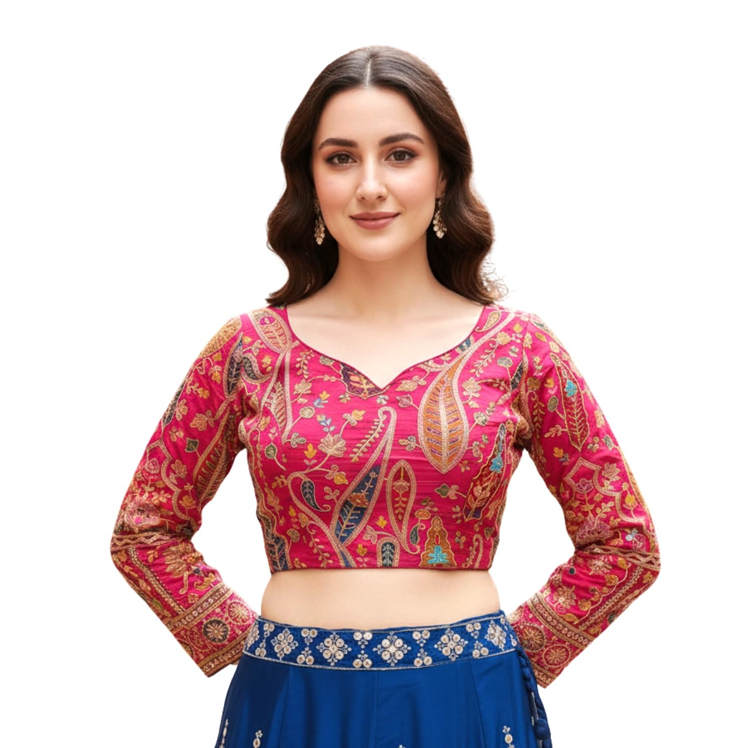 suit icon Women’s Readymade Chanderi Silk Saree Blouse with Embroidery Touch | Designer Readymade Blouse for Women & Girls | Size 38 Alterable-picture-40