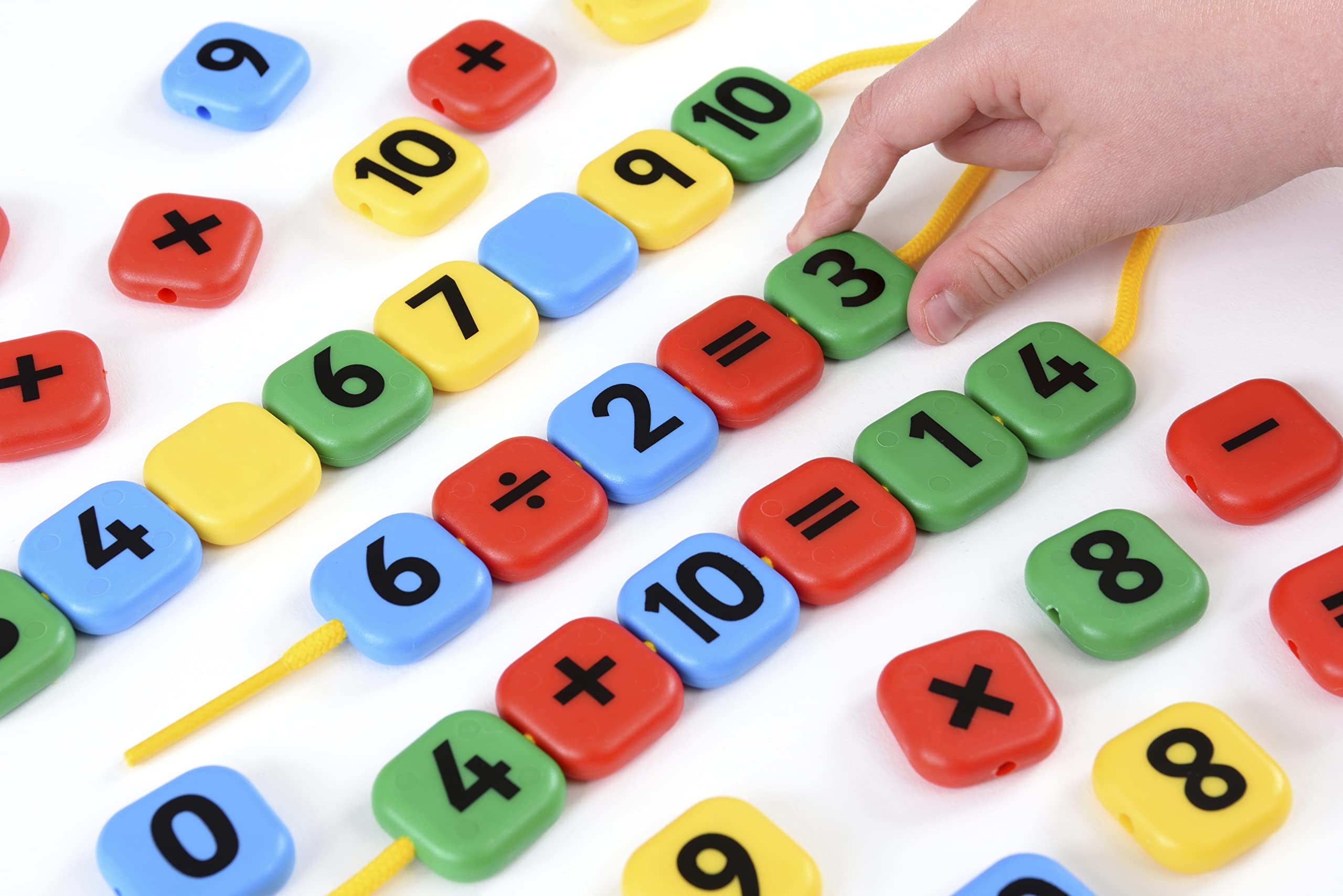 Lacing Number Beads - Educational Maths Learning Resource - Build Number Sentences - Fine Motor Skills - Age 3+