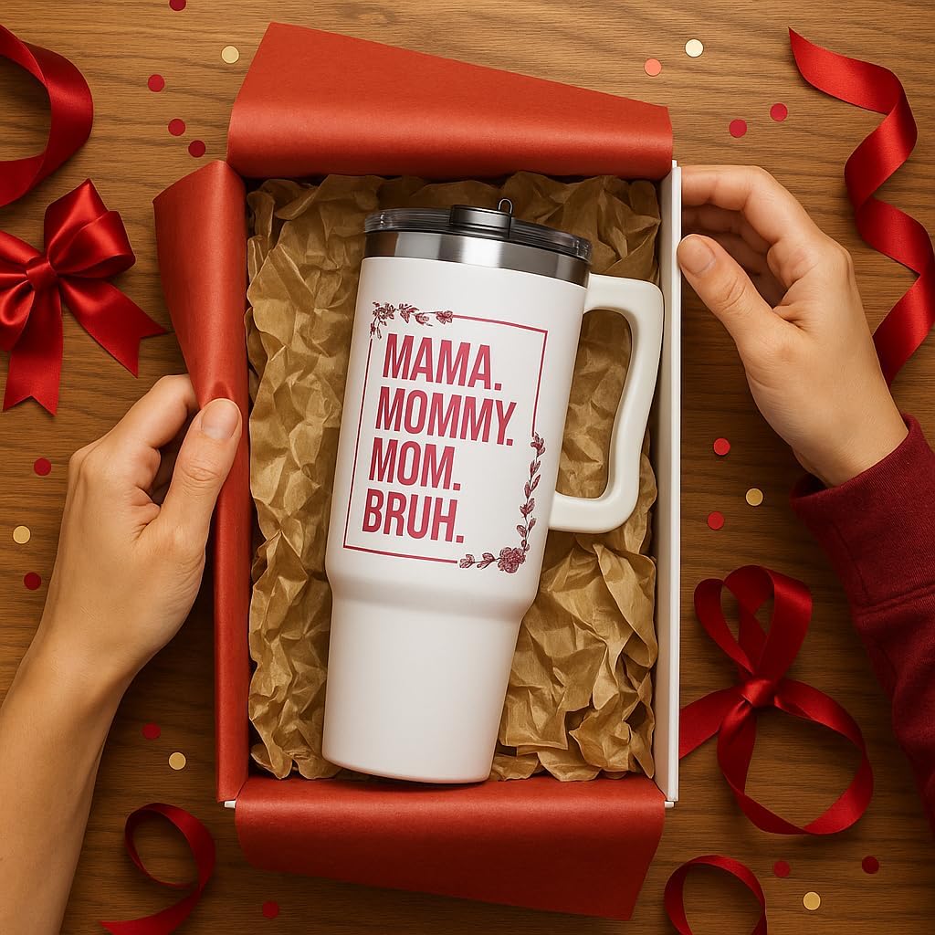 Christmas Gifts for Mom, Mama Mommy Mom Bruh Tumbler With Handle 40Oz, Mama Tumbler, Momma Coffee Mug, Mommy Cup, Birthday Present for Mother, Momma Gifts Ideas from Daughters, Sons, Kids - Image 2