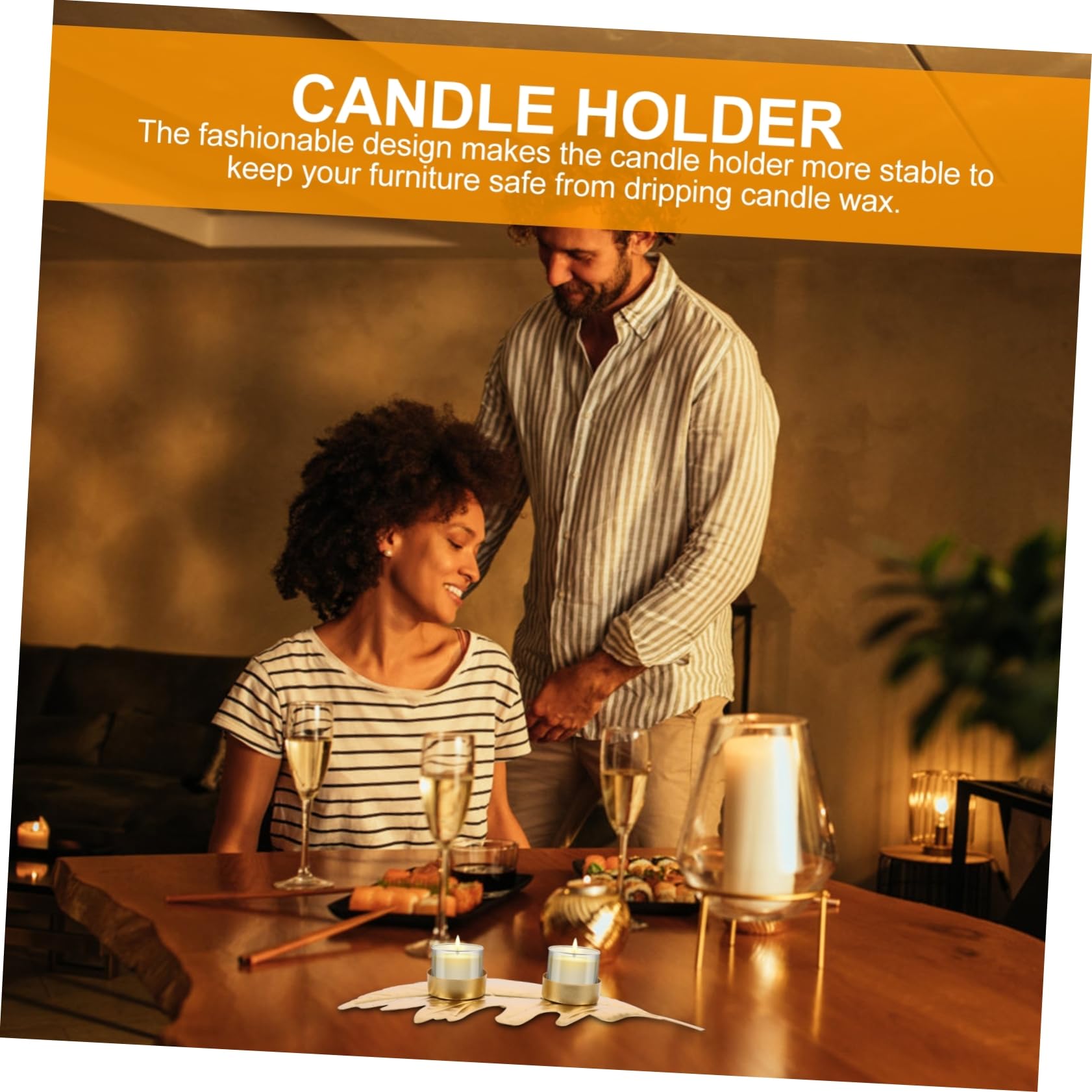 Cabilock Candlestick Ornament Rustic Wedding Candle Stand Decoration for Home Small Candle Holders Gold Tray Decorative Home Decor Desk Topper Fireplace Decor Props Hollow Out Iron