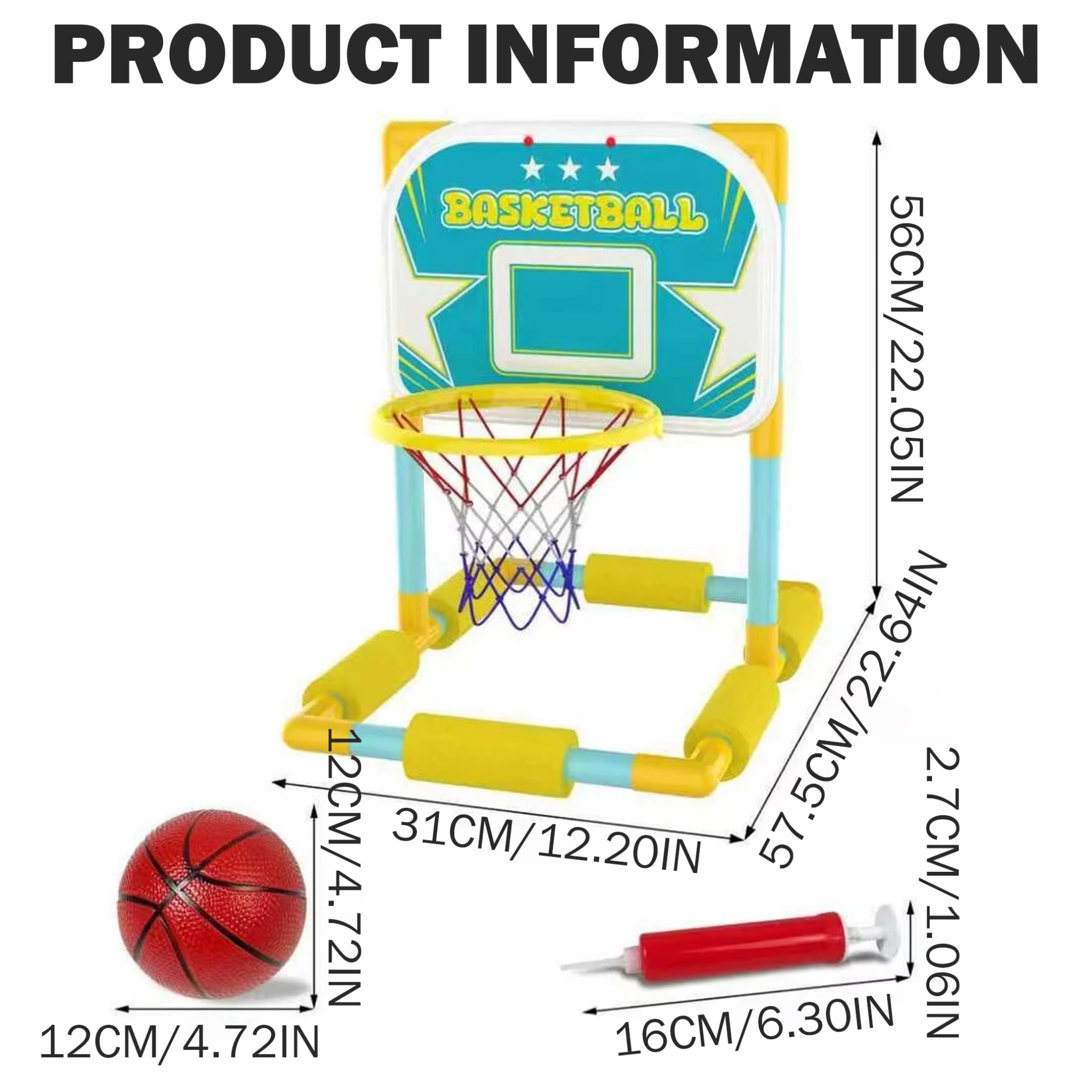 Canestro da Basket Galleggiante per Piscina, Set Canestro da Basket per Piscina, Gioco Gonfiabile con Palline in Acqua con Palline e Pompa per Bambini e Adulti, Stile1