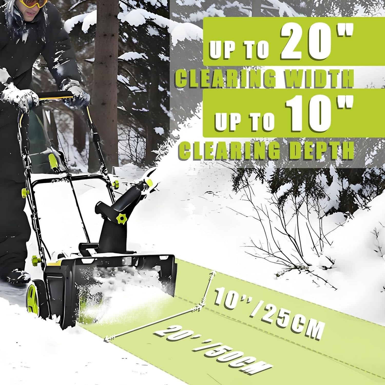 Quitanieves Eléctrico a Batería Con Batería Y Cargador, Ancho De Trabajo De 50 Cm, Altura De Nieve De 25 Cm, Distancia De Lanzamiento De 8 M, Tolva De Descarga Ajustable a 180°, Quitanieves 4batteries