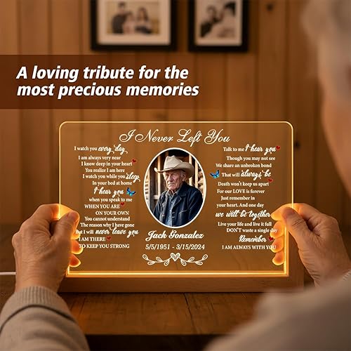 Miniatura 4 de Placa de luz conmemorativa personalizada con foto, regalo de condolencias personalizado por la pérdida de mamá, papá y un ser querido, recuerdo de