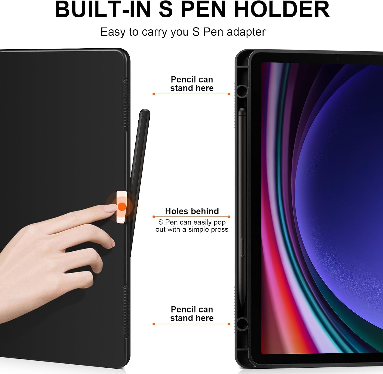 Case for Samsung Galaxy Tab S9/S10 Ultra 14.6 inch 2023/2024 Model(SM-X918U/X910/X916B/X920/X926) Microfiber Leather Cover with S Pen Holder Auto Sleep/Wake,Anti Fingerprint,Black