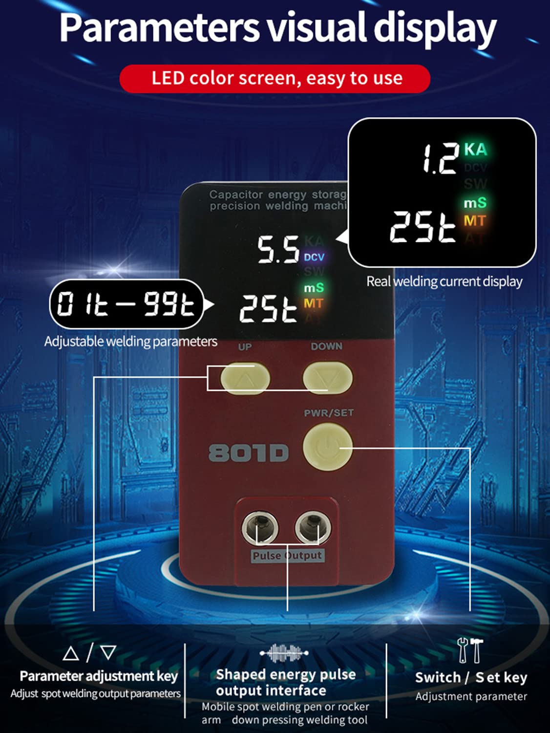 Akumulator zgrzewarka punktowa 801D Pulse zgrzewarka punktowa zgrzewarka akumulatorowa 12KW kondensator magazynowanie energii zgrzewarka punktowa maszyna do 18650 14500 akumulator litowy