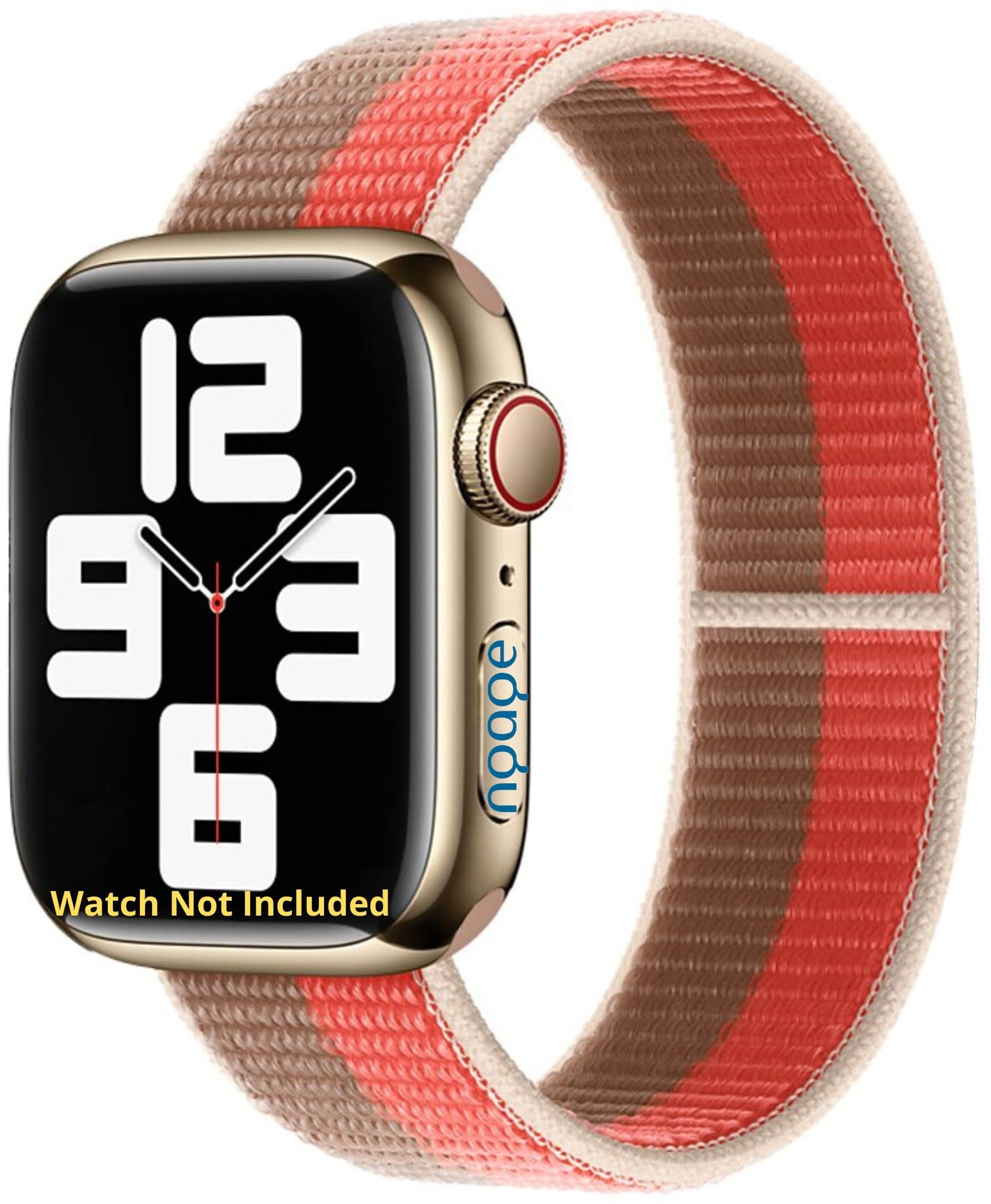 NGAGE Nylon Hook and Loop Watch Band Adjustable Sport Strap Compatible With Apple Watch size 42mm 44mm 45mm 49mm for iWatch Series 8,7,6,5,4,3,2,1,SE,Ultra - (Pink Pamelo Ten)