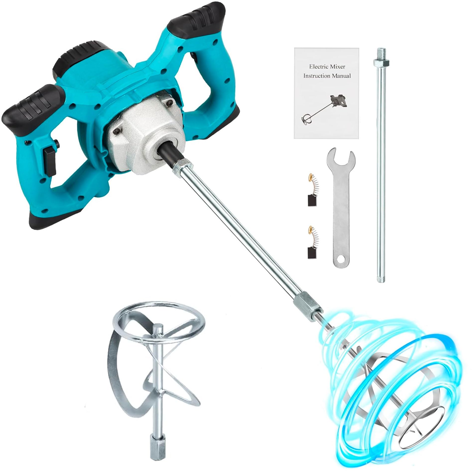 081 Store - Miscelatore per cemento industriale, 1860 Watt, 2 ANNI DI GARANZIA, Miscelatore elettrico a 6 marce, Agitatore Professionale M14 per Malta, Colla, Vernici e Stucchi