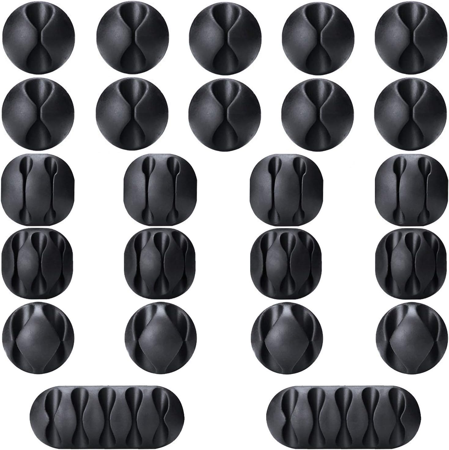 ExcelFu 24 Pieces Cable Clips Self-Adhesive Desk Cable Organizer Cord Management Clips Wire Holder for Cord, Cable and Wire, Black