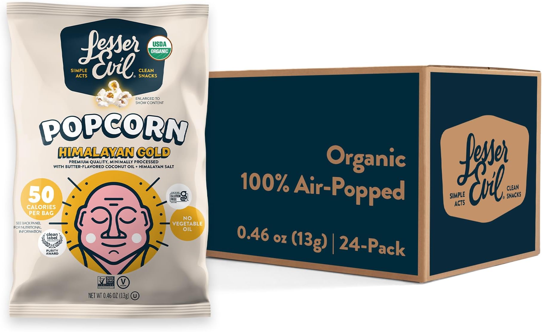 Amazon.com : LesserEvil Himalayan Gold Salt Organic Popcorn, Premium ...