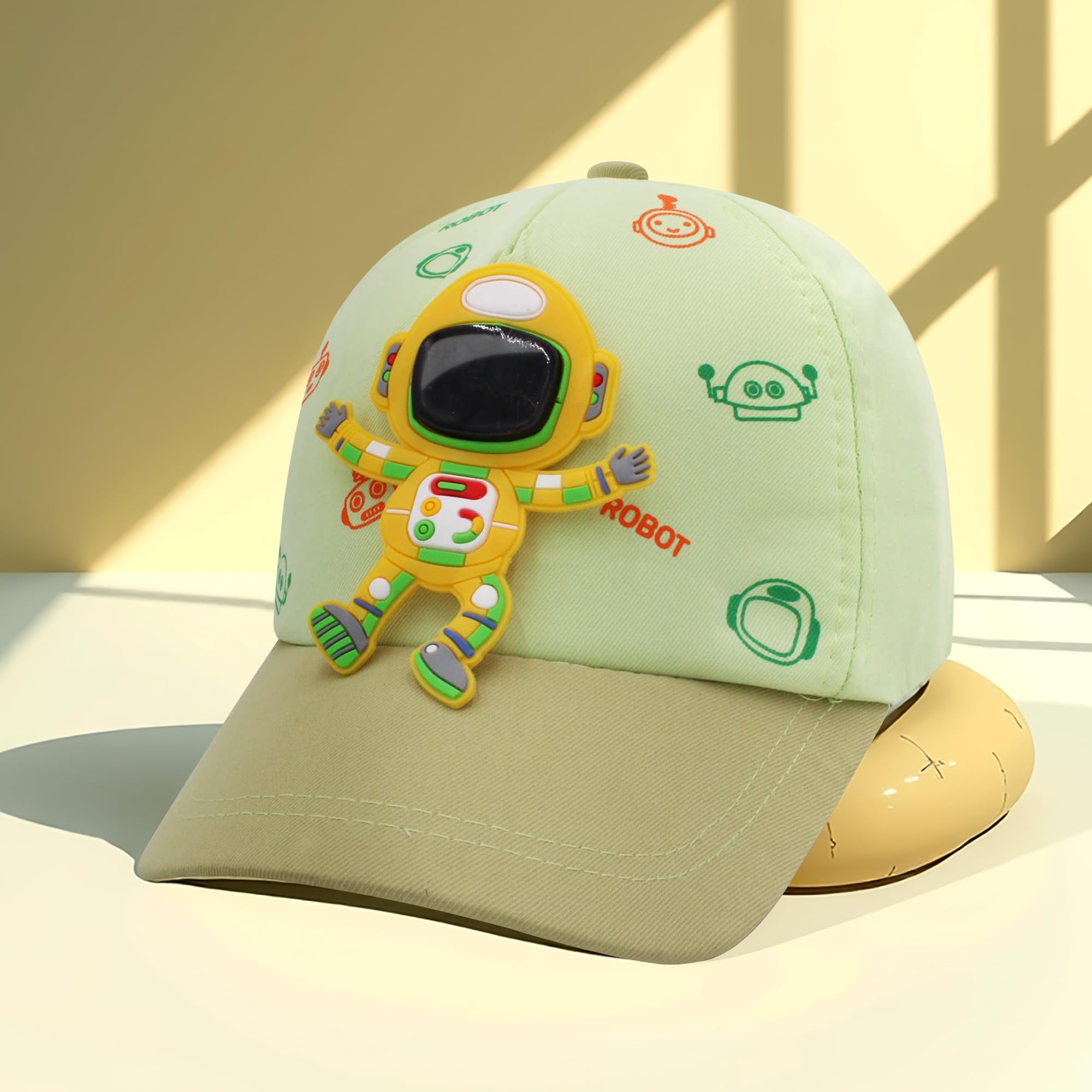 VRITRAZ Polyester Robot Designer Printed Little Cap for Kids, Baby Girls and Boys 3-12 Years (Green) - Image 3 thumbnail