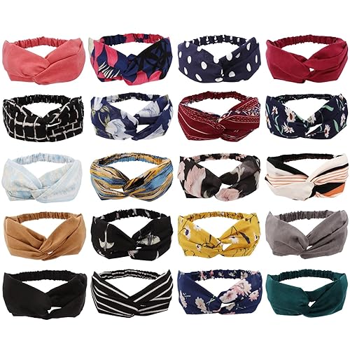 YARIEW 20 Pack Boho Headbands for Women Womens Headbands Head Bands No Slip Fashion for Women Hair Bands Boho Knotted Turban Fashion Headbands for