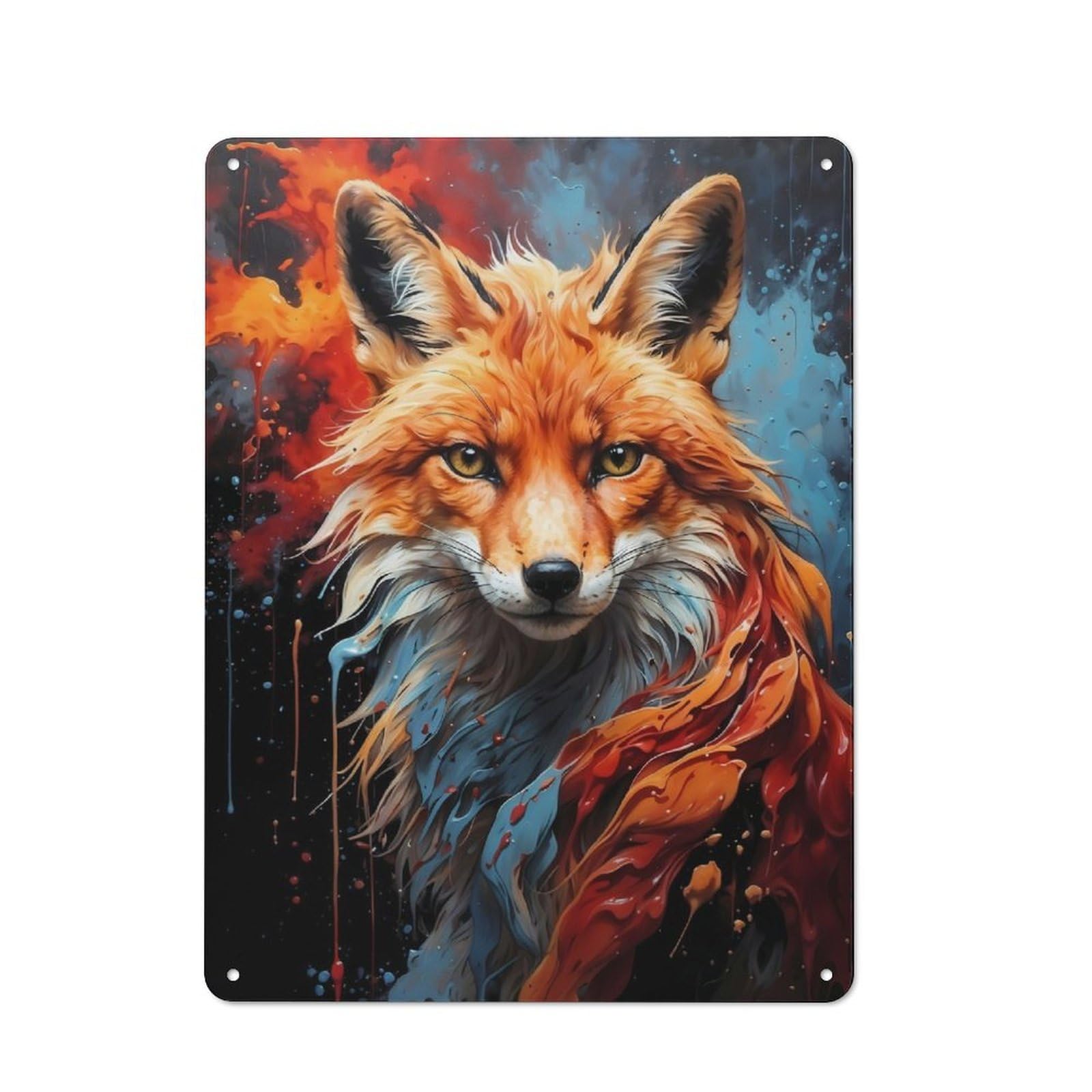 Junmoney Vulpine Majesty Red Fox Workshop Style Garage Metal Sign 40X30cm Featuring Industrial Wall Art For Garage, Hobby Room, Office Or Man Cave