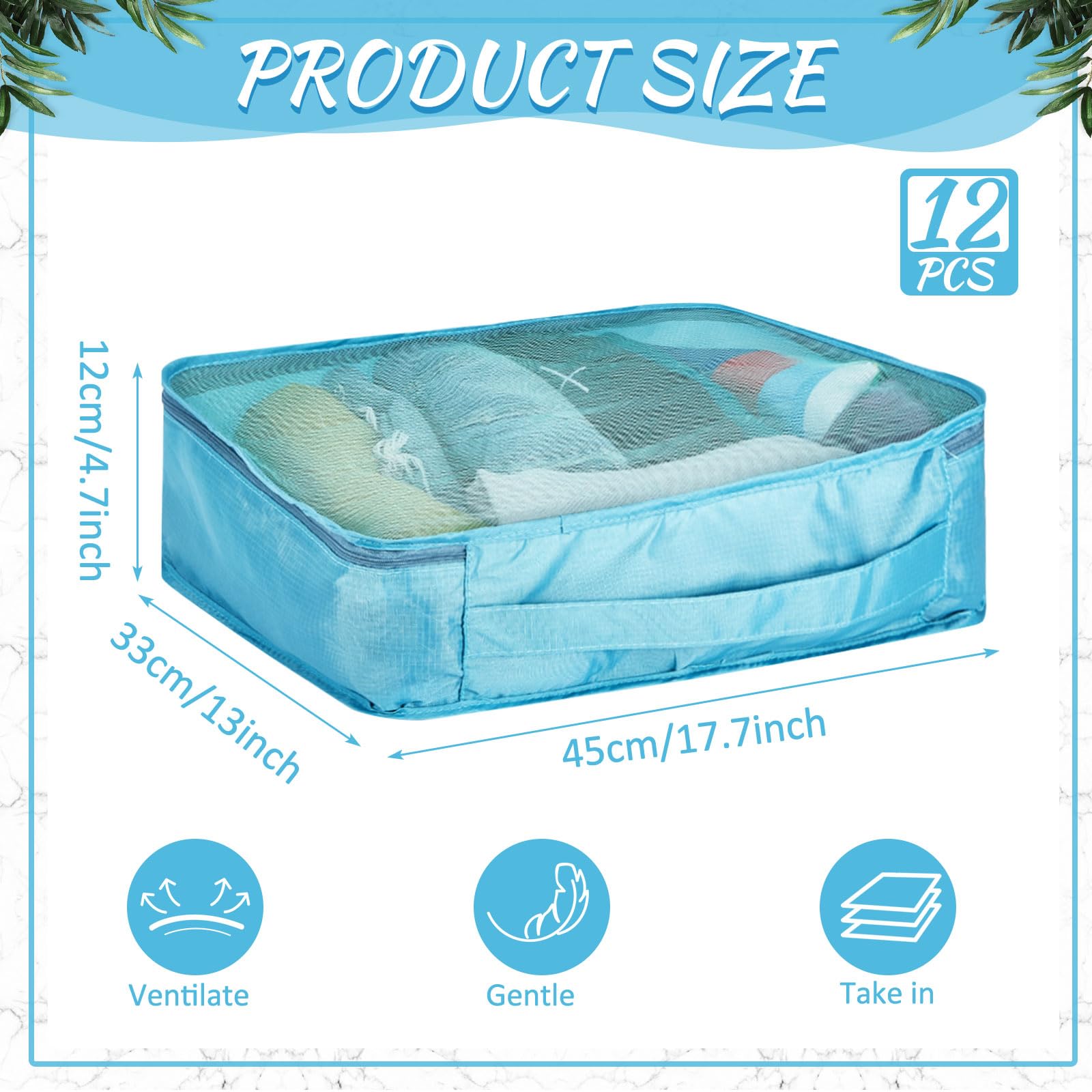 Silkfly 12 cubi da imballaggio per valigie da viaggio, borse da viaggio, organizer in rete per escursionismo, campeggio, zaino in spalla, accessori per vestiti (azzurro, XL)