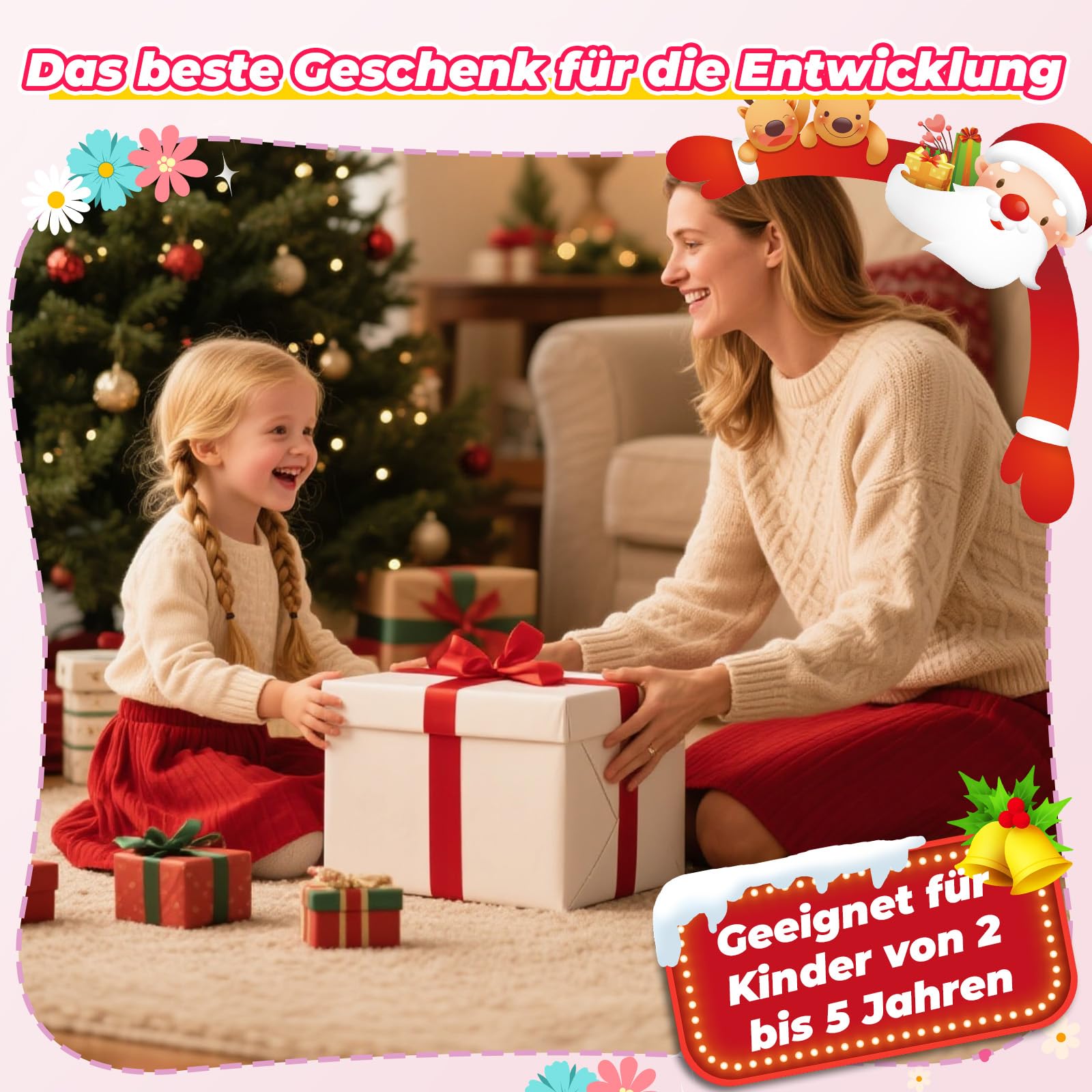 HappyGoLucky Laufrad Ab 2-5 Jahre, Kinder Lauflernrad – Leuchträder/Höhenverstellbar/Geflochtener Korb, Spielzeug Geschenk 2-5 Jahre Mädchen Outdoor Kinderspielzeug