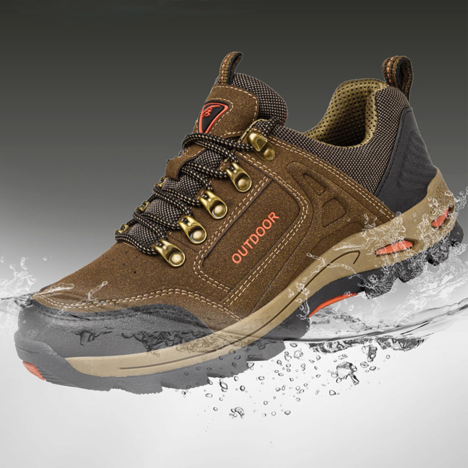 Men's Outdoor Waterproof Hiking Shoes Lightweight Non-Slip Trailing Trekking Sneakers for All Season Camping Walking Work Climbing Shoe (Khaki,10,Men,10)