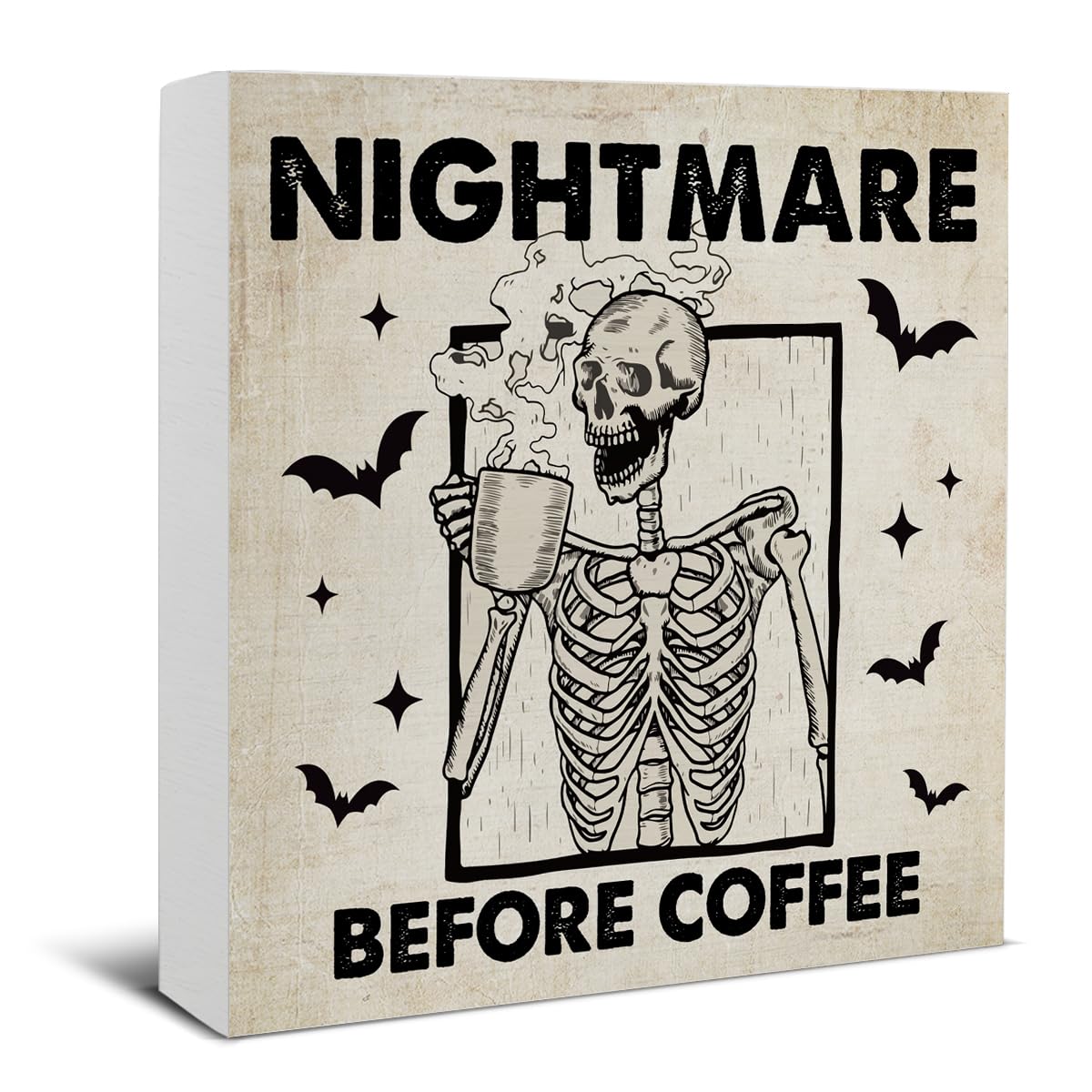 Smiley Halloween Wooden Decor - Ghost & Faux Books Table Plaque, 6x8x1.2 Inches - View #9