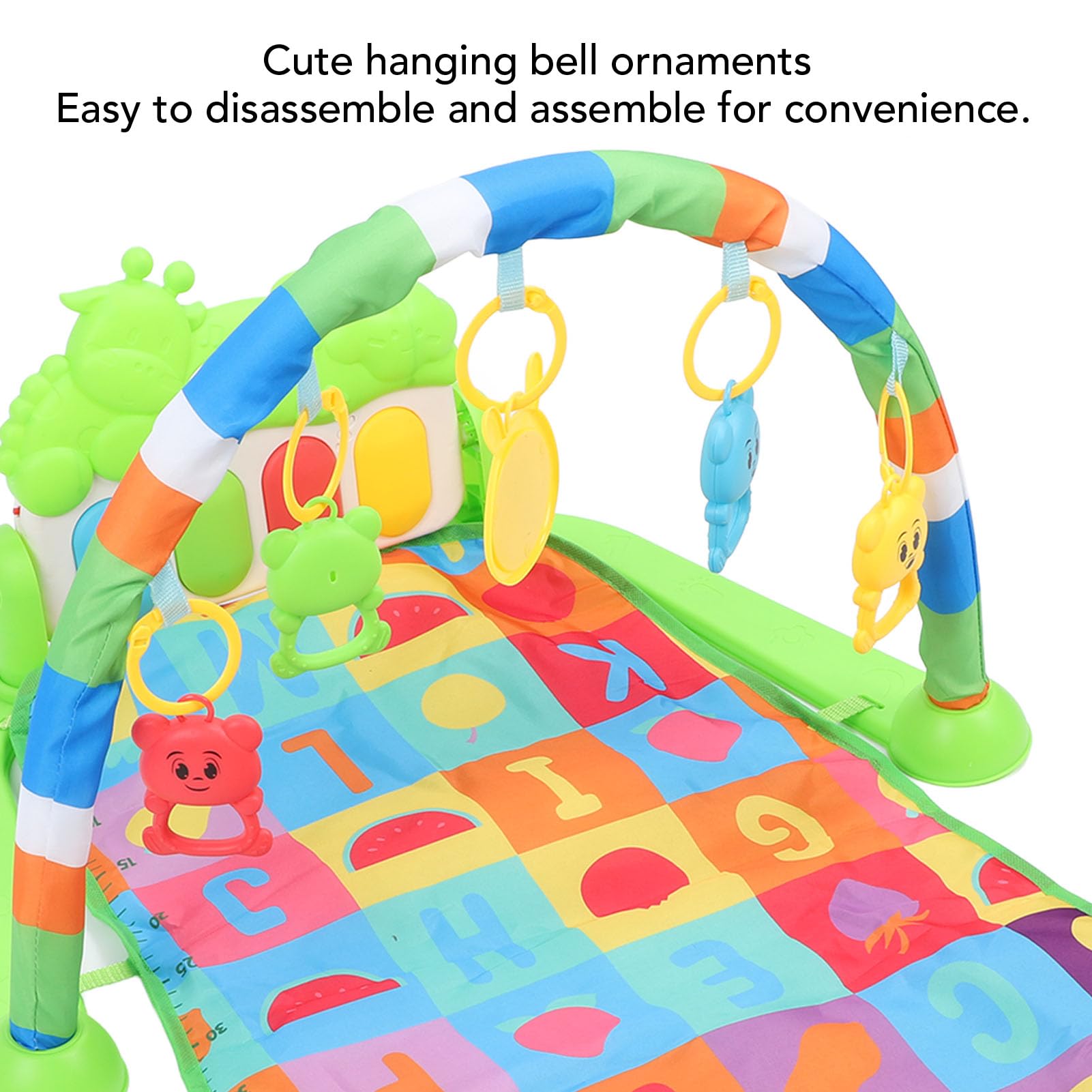 Baby Play Mat Gym Kick Piano Centrum aktywności z muzyką miękki materiał dla noworodka niemowlęcego maluchek 0 do 36 miesięcy Składany projekt obejmuje 5 odpinanych grzechotek i