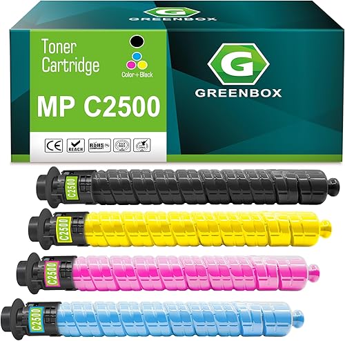 GREENBOX Compatible MP C2500 Cartucho de tóner de repuesto para Ricoh 888636 888637 888638 888639 alto rendimiento para Aficio MP C2500 MP C2000 MP