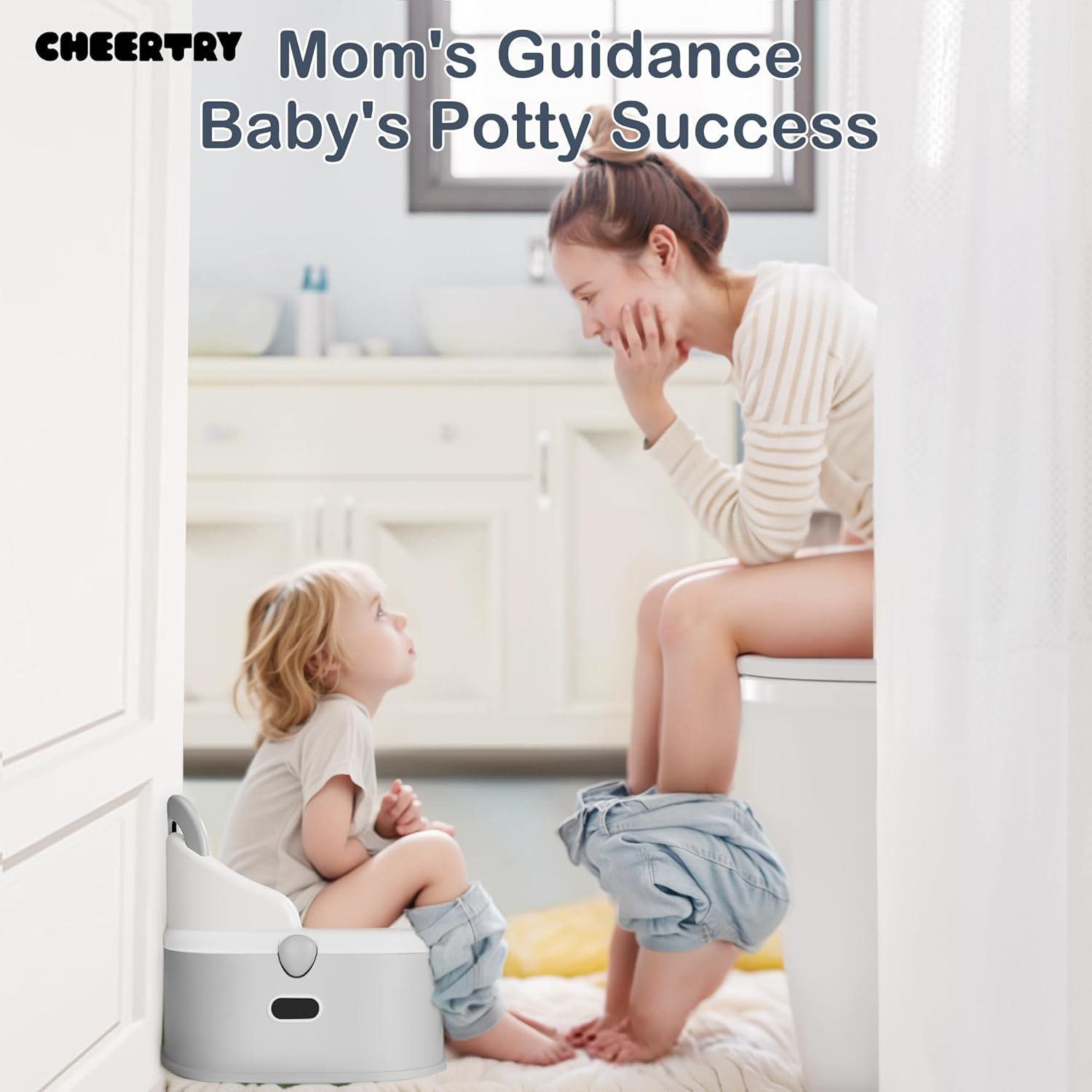 3-in-1 Toddler Potty Training Toilet & Detachable Training Seat & Sturdy Step Stool, Larger Potty Chair for Boy & Girl with Comfortable Backrest, Armrests, Splash Guard