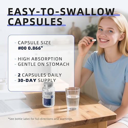 Miniatura 7 de iMATCHME Cápsulas de glicinato de magnesio de 850 mg con L-teanina, manzanilla y GABA para dormir, calma, músculo, salud ósea y apoyo inmunológico,