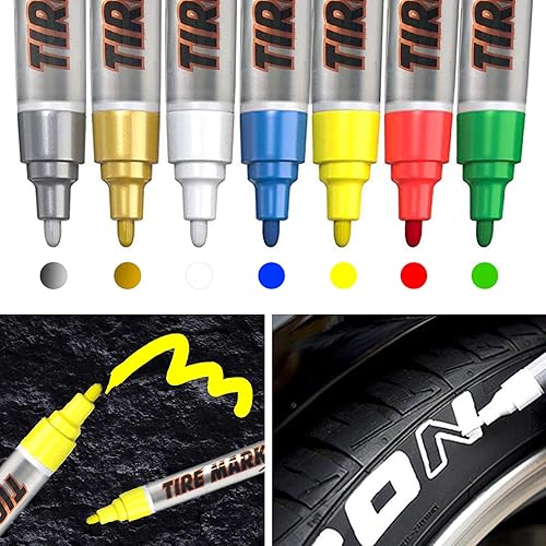 Vista 14 de MC MOTOPARTS Permanente Blanco Rojo Azul Verde Amarillo Neumático Marcador Lettering Pintura Herramienta Automotriz Motocicleta Cuidado Kit