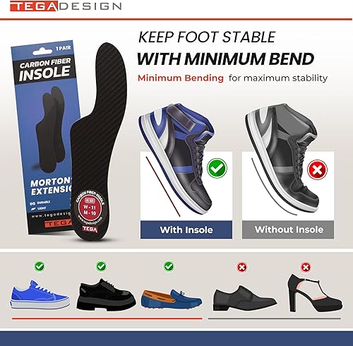 Miniatura 2 de Mortons Extension - Plantilla ortopédica de fibra de carbono muy rígida, 1 par, puntera de Morton, puntera de césped, Hallux Limitus, Hallux