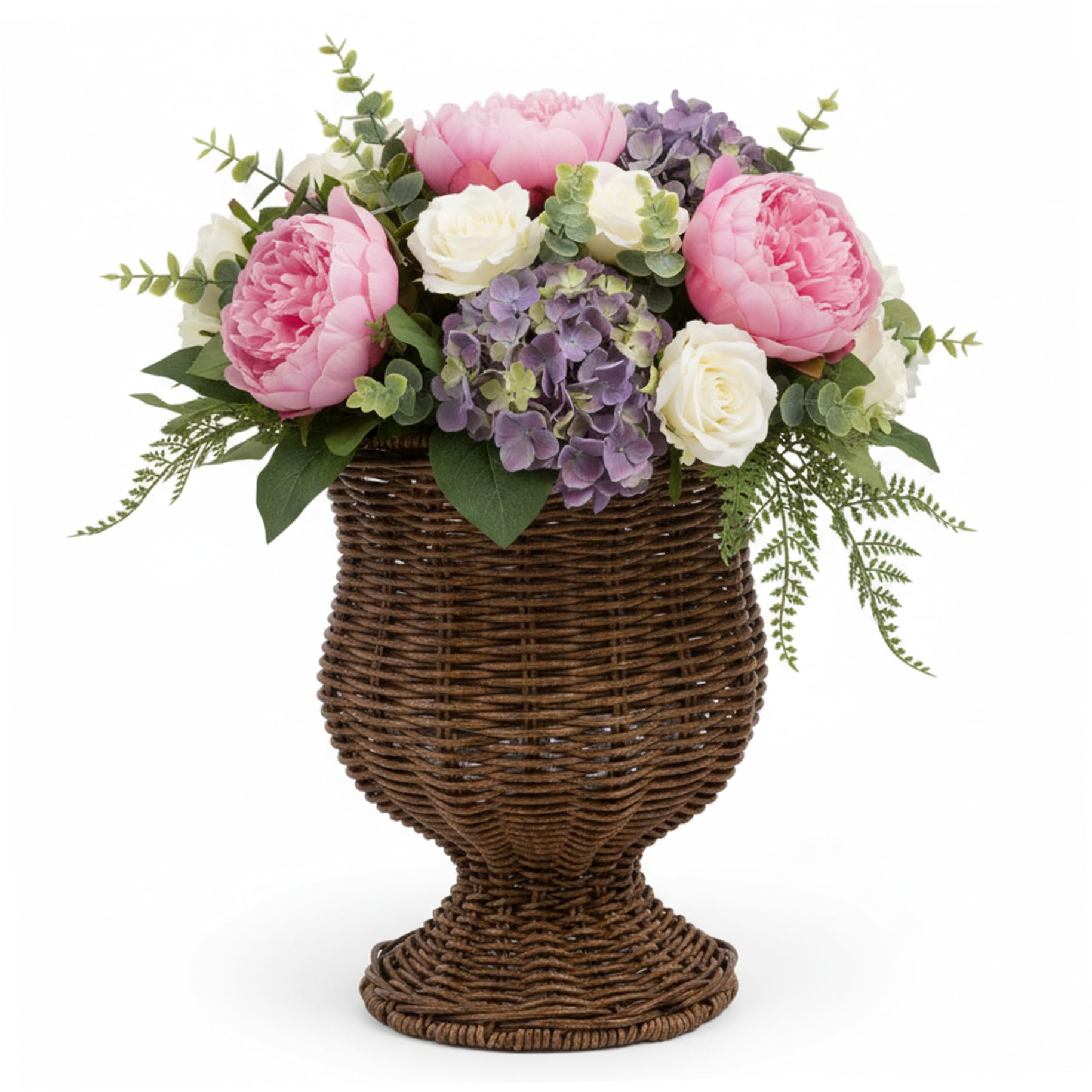 Jardinière tissée marron extérieure et intérieure : pot de fleurs 10.6 pouces