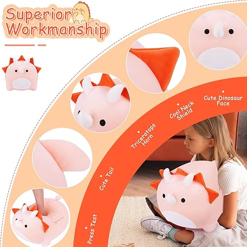 Miniatura 3 de Juguetes de peluche de dinosaurio naranja de 16 pulgadas, lindos peluches de dinosaurio, almohada de felpa de dragón suave, animal de peluche de