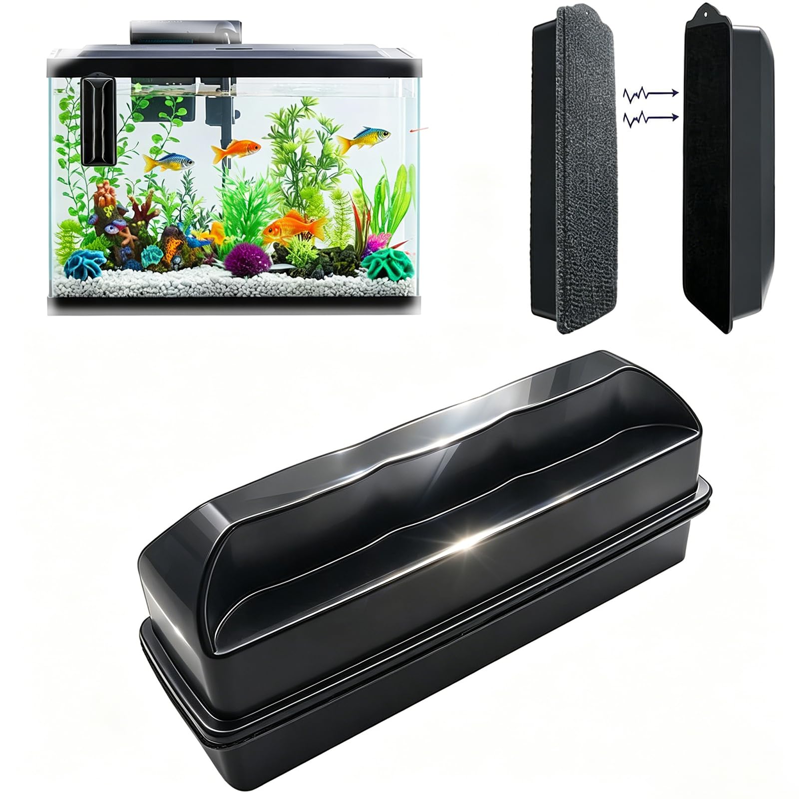 WQorphix Magnetic Window Cleaner, Fish Tank Glass Cleaner, Scratch-Free Magnetic Aquarium Scrubber,Algae Magnet Window Cleaner,Fish Tank Cleaning Accessories,Effectively Cleans Glass Up to 12mm Thick