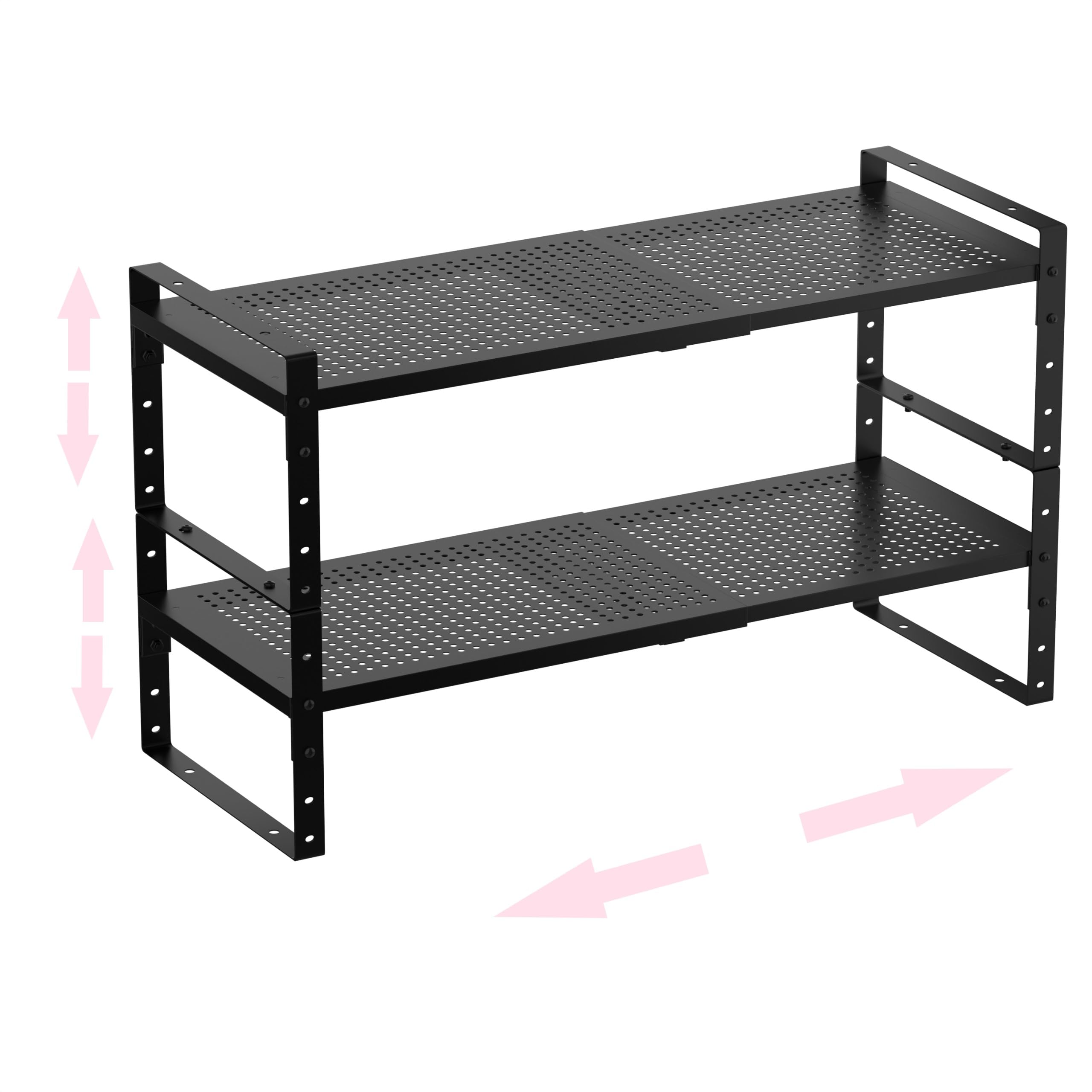 Zapatero de metal multifuncional, ahorra espacio, perfecto para entrada, armario, baño, etc. - Resistente y duradero, alta capacidad de peso (2 paquetes/negro/mediano)