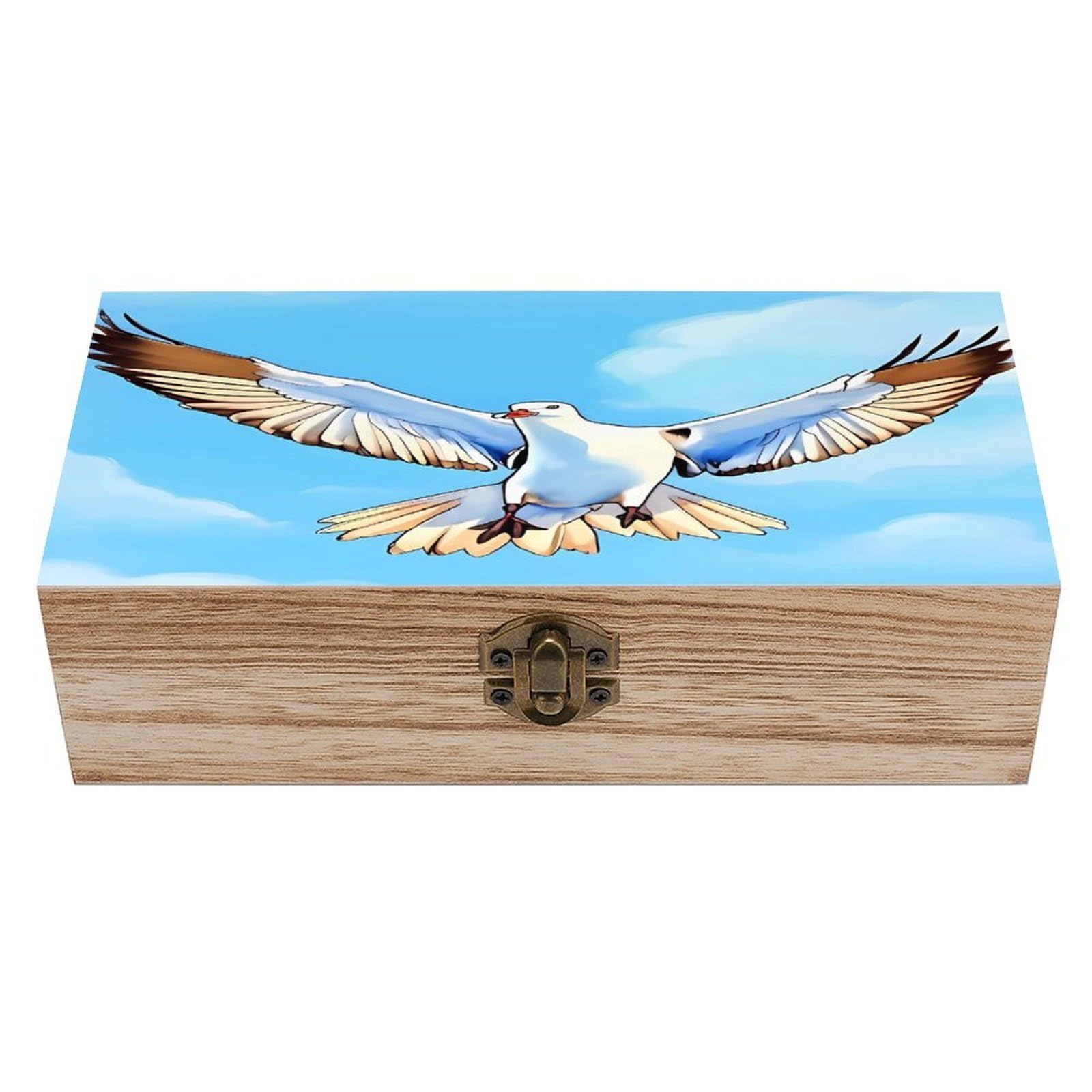 Adfgyerh Style Seagulls In Flight Bins Solid Wood，Jewelry Box Retro And Exquisite，Storage Box Used For Storing Photos, Souvenirs, Letters, Gifts, And Jewelry.