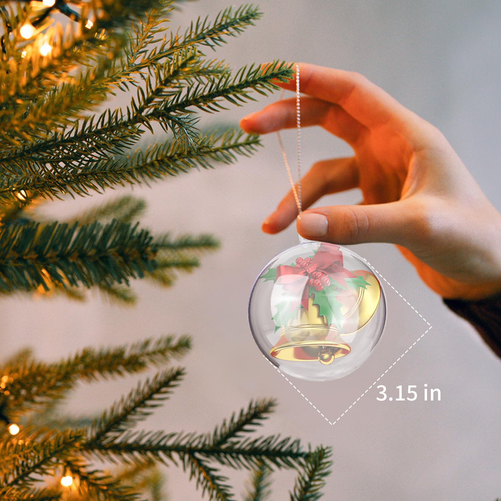 20 Boules De Noël Transparentes 5 Cm à Remplir - Plastique Incassable, Bivalves - Déco Sapin Personnalisable - 8