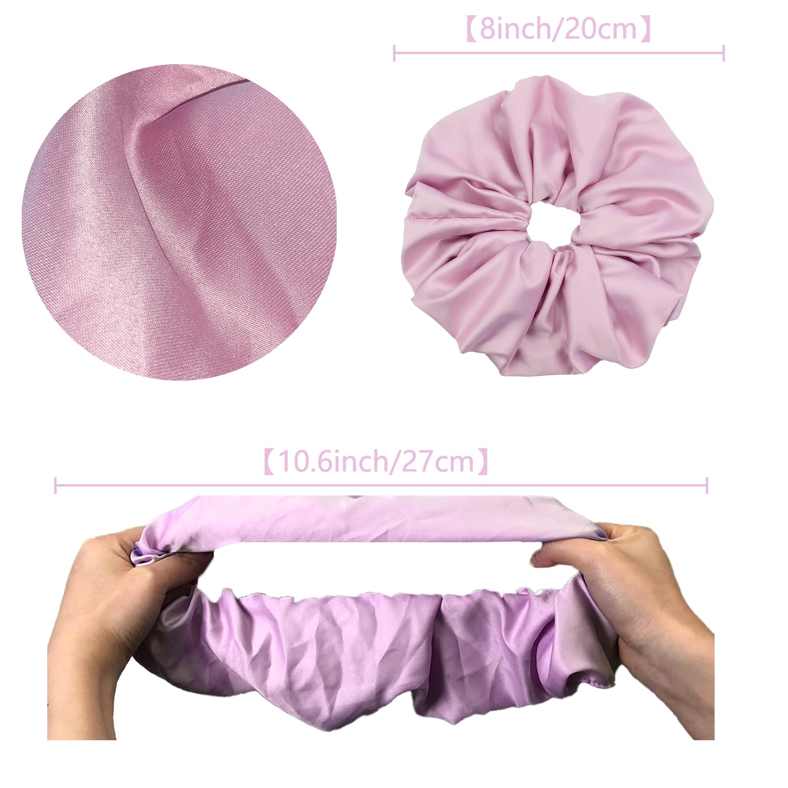 Simnice Übergroße Satin-Haargummis, elastisch, Seiden-Haargummis, extra groß, Jumbo-Haargummis, Zubehör für Damen und Mädchen, 20 Farben