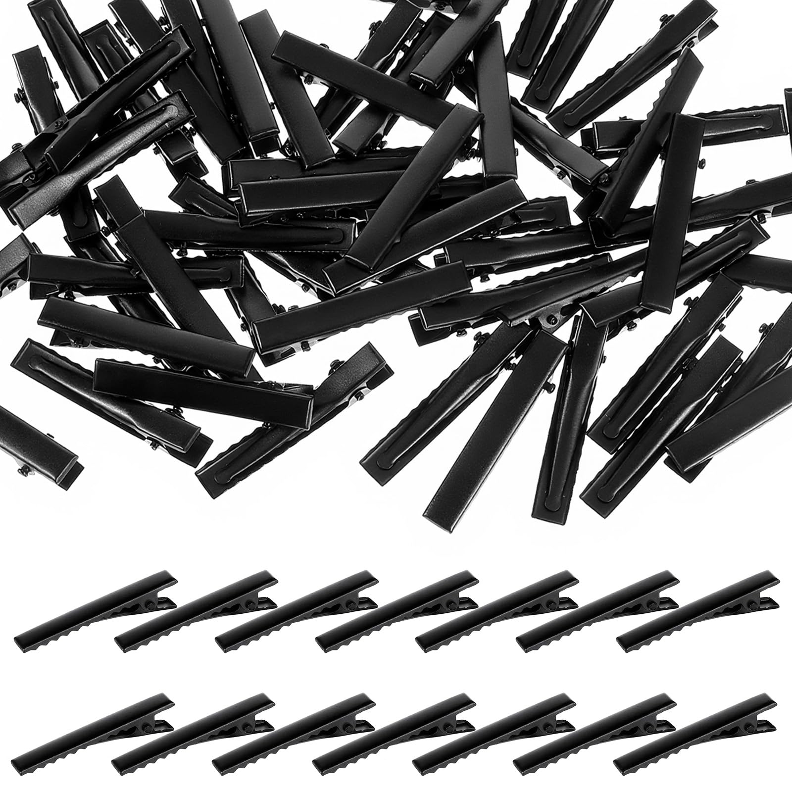 100 Pcs Metal Alligator Hair Clips Black Flat Top with Teeth Barrette Hair Clips Sectioning Hairdressing Salon Clip Single Prong Hairpins for Women Girls Bows Hairs DIY Art Craft Accessories Making