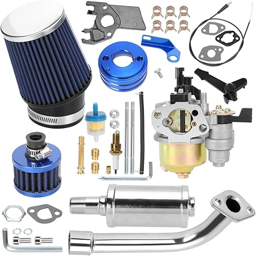 YOXUFA Kit de silenciador de tubo de escape con cabezal de carburador mejorado para Predator 212cc 196cc 200cc GX200 Motor Coleman CT200U BT200X