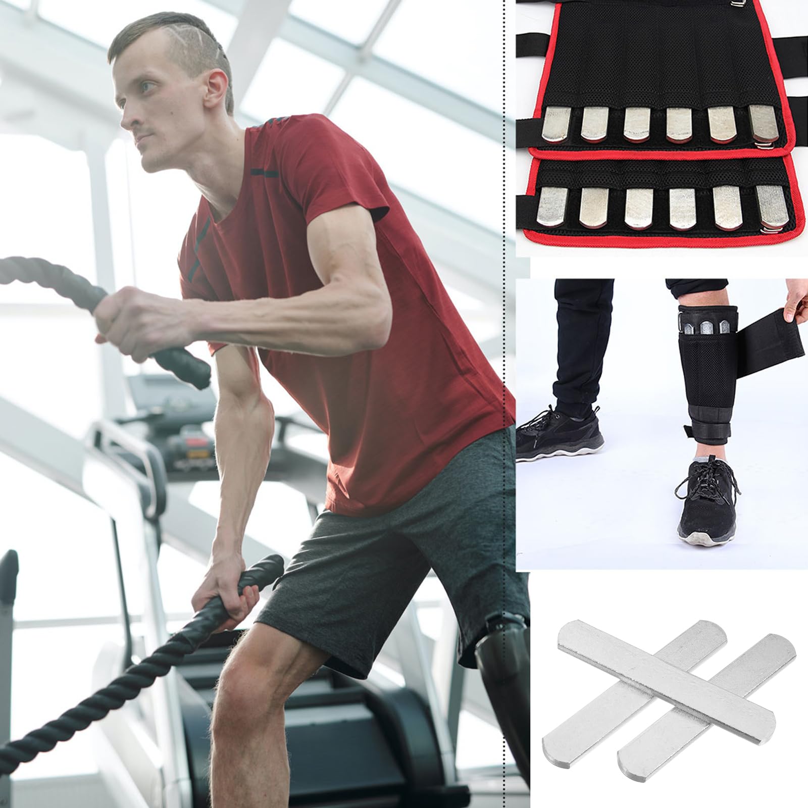 Lot de 10 plaques en acier pour musculation, poids de fitness mince