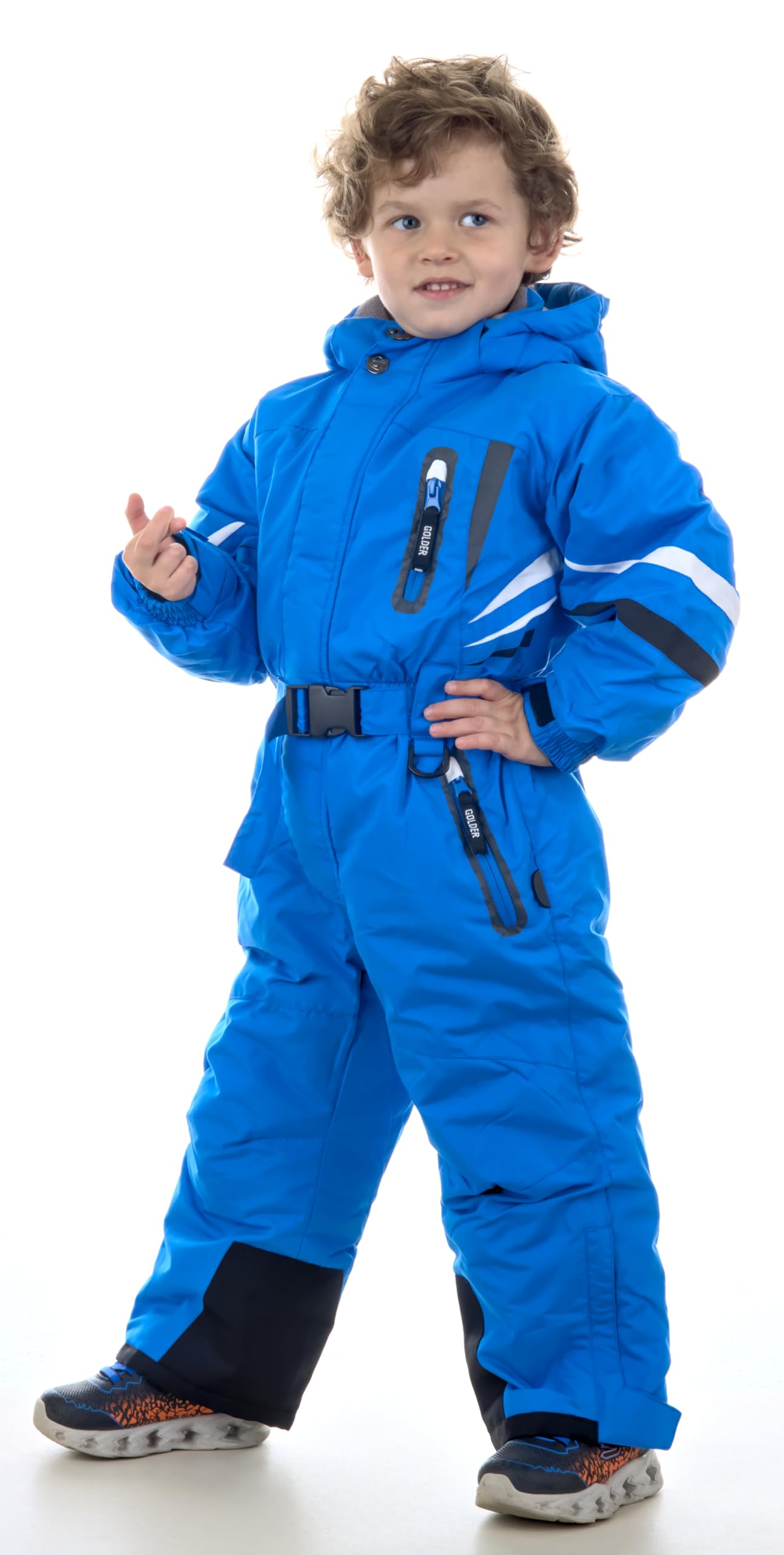 Golder Kinder Skianzug Jungen Mädchen mit Kapuze Winddichter Wasserdichter Schneeoverall