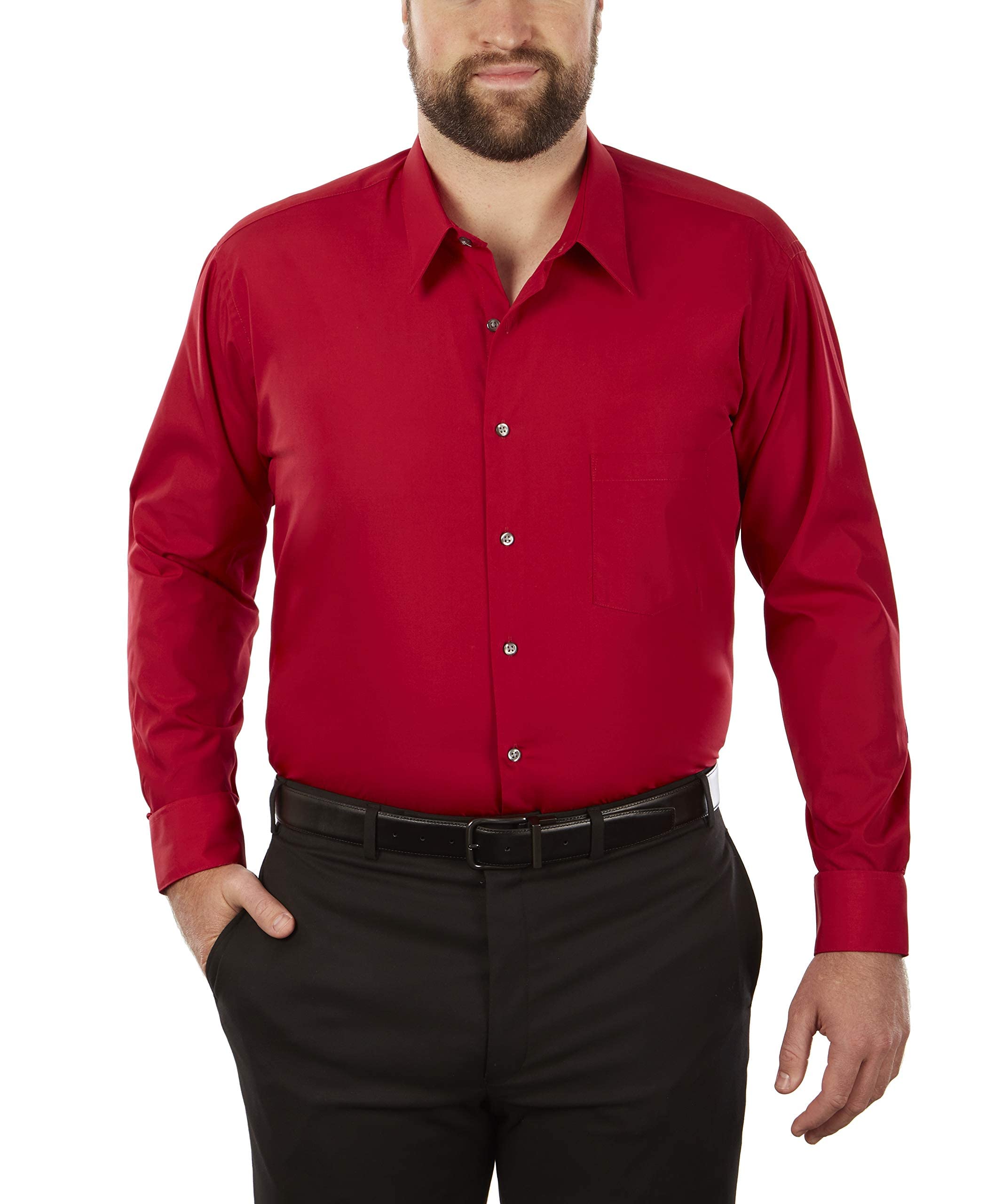 Van Heusen Men's Tall Dress Shirt Big Fit Poplin, Flame, 18.5" Neck 34"-35" Sleeve