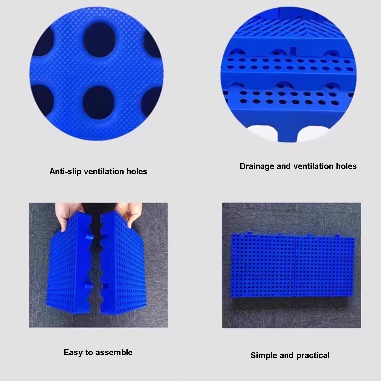 Paleta de plástico resistente al agua entrelazada, 30 x 30 cm, 3 cm de grosor, resistente, apilable, ventilada, solución de almacenamiento para sótanos (paquete de 10)