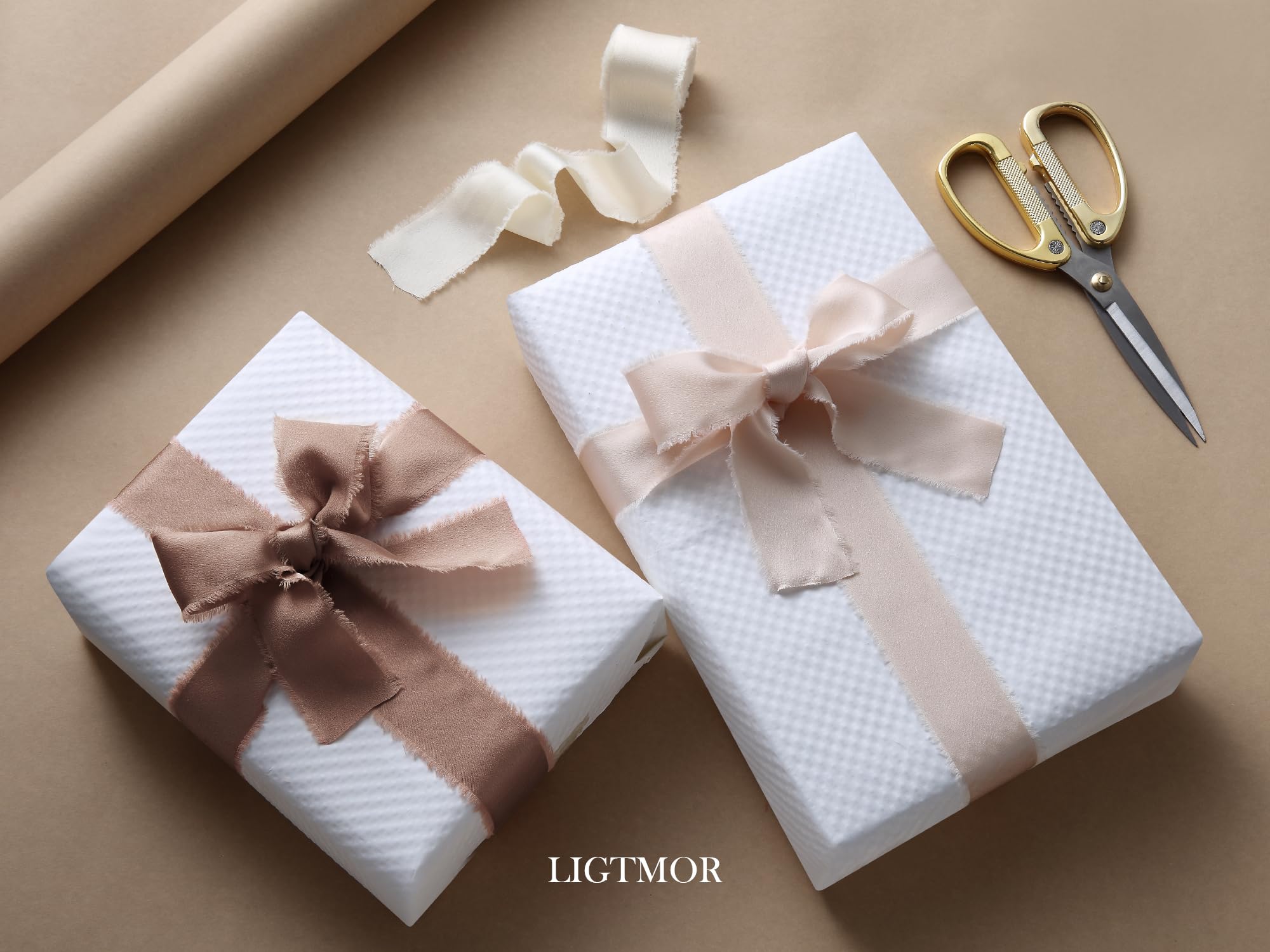 Ligtmor Silk Satin Ribbon 1-1/2 inch x 15 Yard (3.8cm x 13.5m) Handmade Frayed Ribbons for Gift Wrapping Crafts Wedding Flower Bouquet Holiday Décor - Image 3