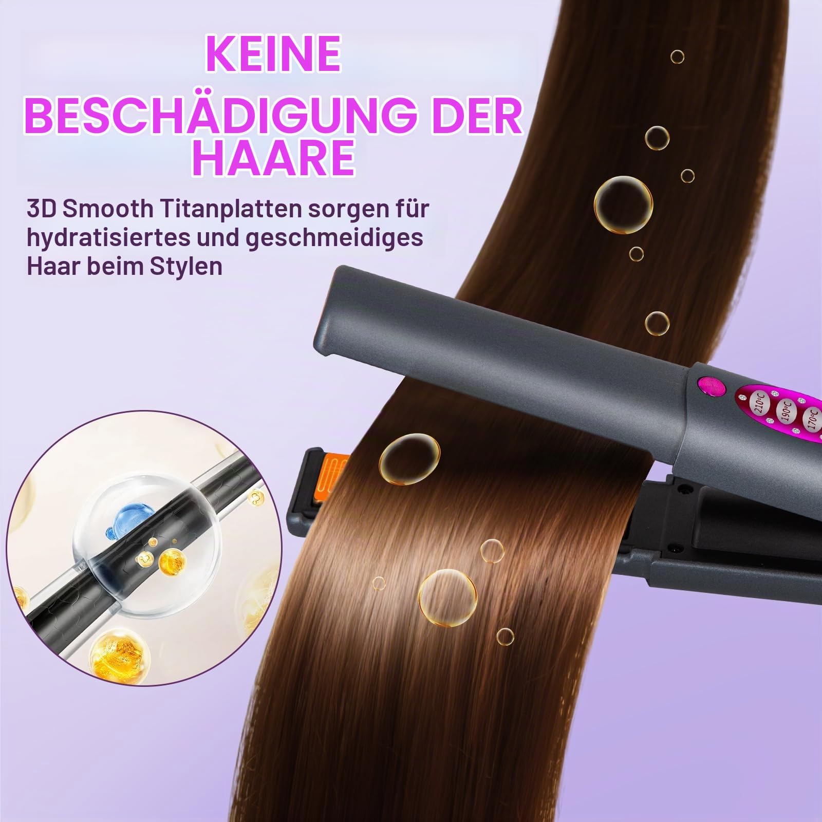 OBEST Kabelloser Haarglätter, 2-in-1 Kabelloses Glätteisen und Lockenstab