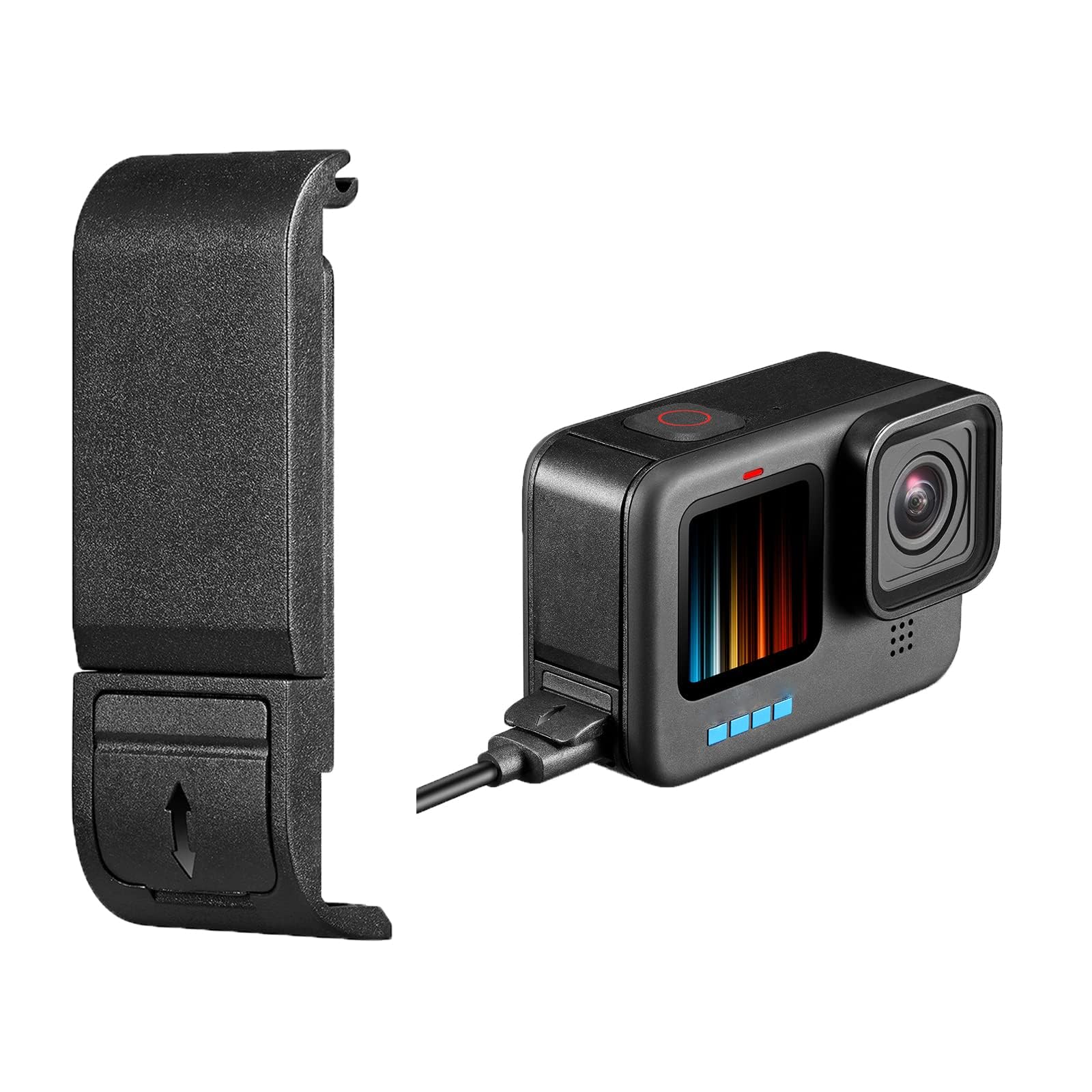 Upgrade Replacement Side Door for GoPro Hero 13 12 11 10 9 Removable Battery Case Cover Lid Type-C Charging Port Adapter for GoPro 13 Repair Part Camera Vlog Accessories with dust Plug