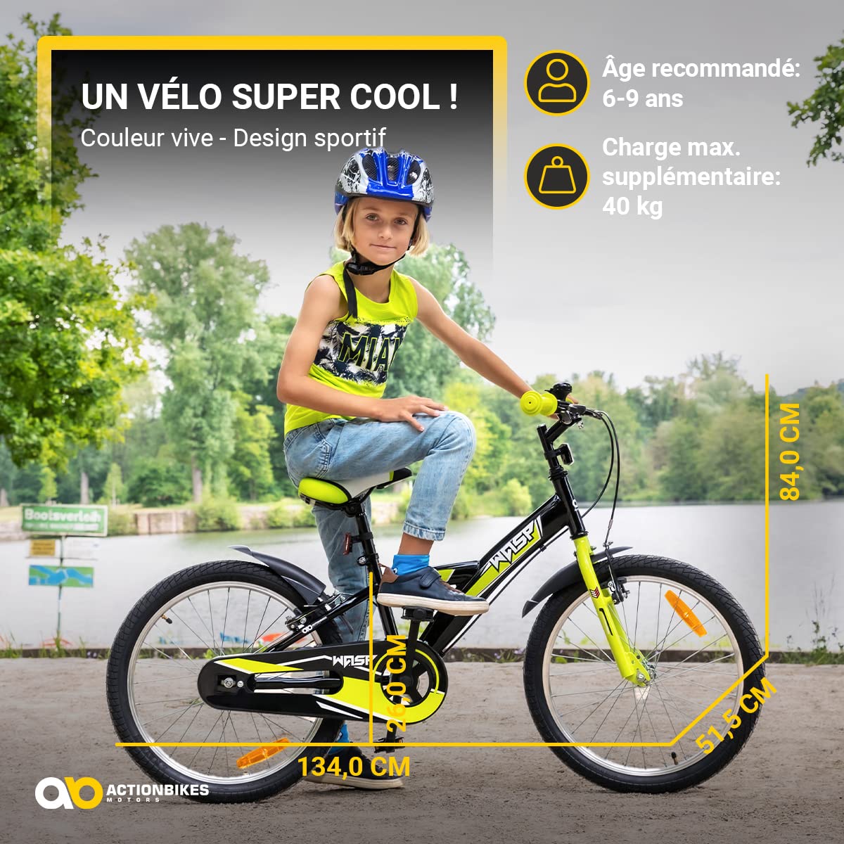 Vélo Enfant VTT Hunter 20 Pouces – Jaune, Pour Garçon, Sans Commande De Vitesse (neuf)