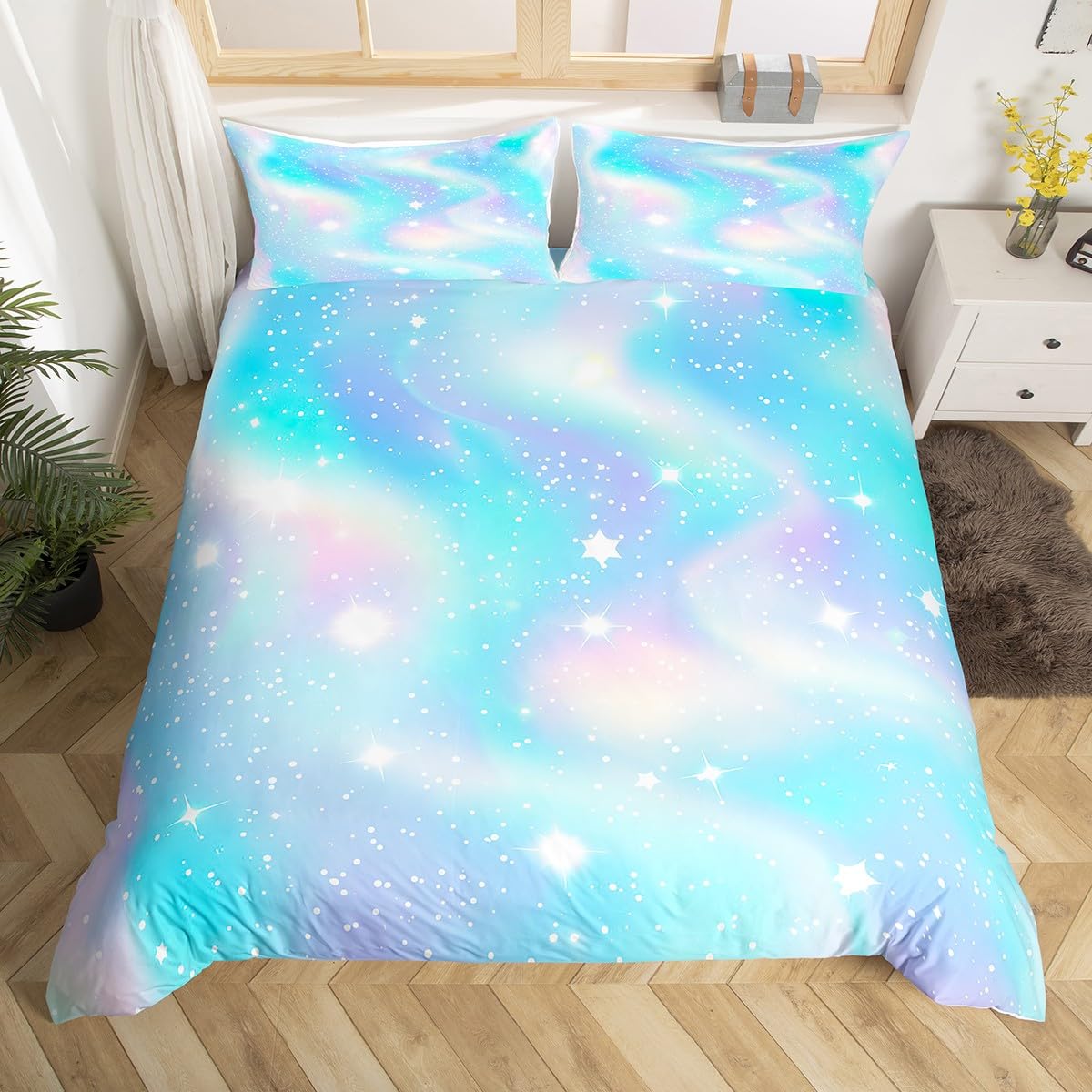 Twin Comforter Set Erosebridal Ombre Comforter Set Green Purple Teal Bedding  Set Full Size Colorful Gradient Down Comforter Modern Abstract Quilt Duvet  Insert Soft Warm Lightweight 1 Comforter With 2 Pillow Cases, image size:1200x1200