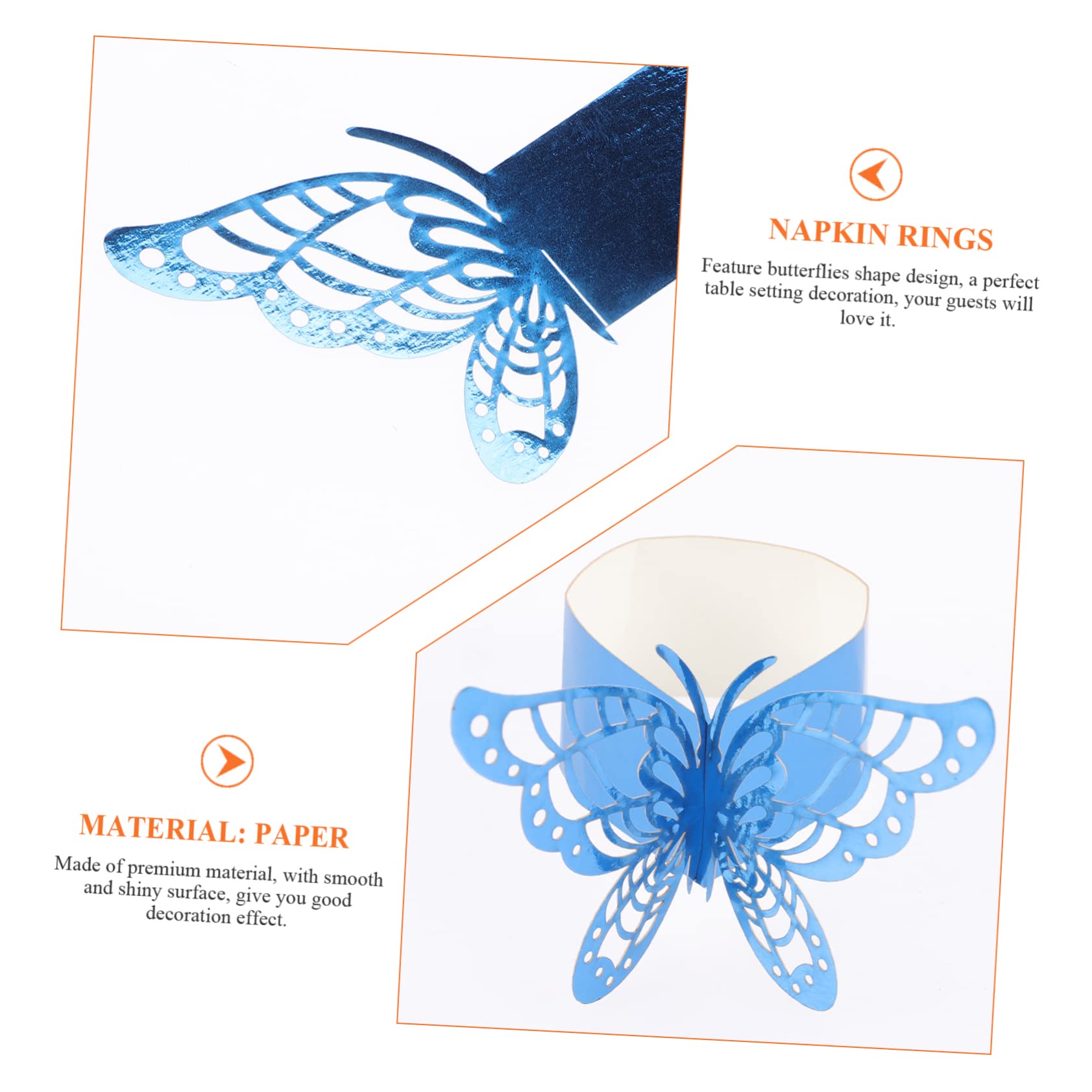 PRETYZOOM 150 STK Butterfly-Serviettenschnalle Dekoration Weihnachten türdeko Weihnachten weihnacjtsdeko dekoweihnachten Schmetterlinge Serviettenring Serviettenringe Perlenpapier Blue