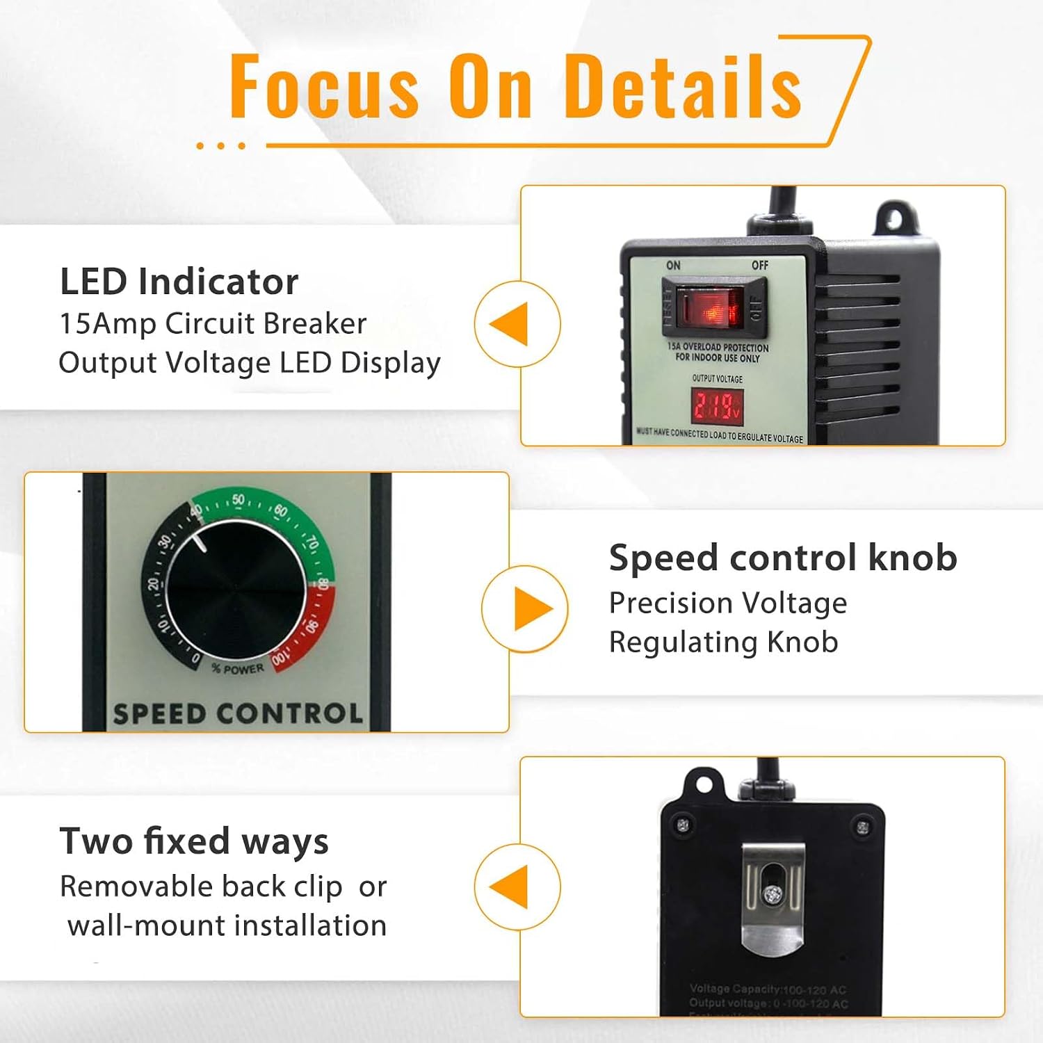 AC Motor Variable Speed Controller & Fan Controller with Rheostat, Variable Voltage Regulator for Electric Motors